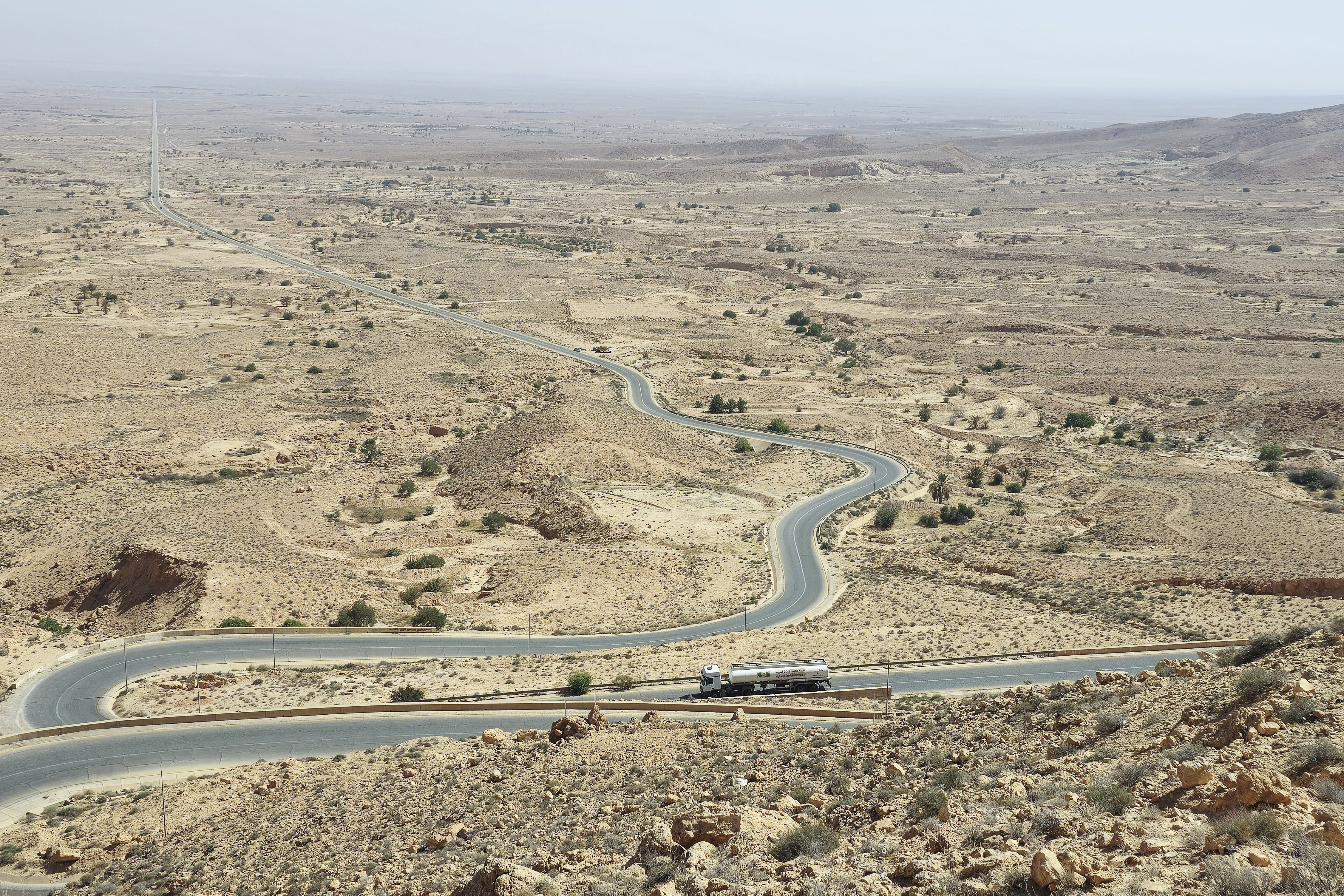 A tanker truck make the trip between the water stations and the Libyan village of Kabao in the Nafusa mountains