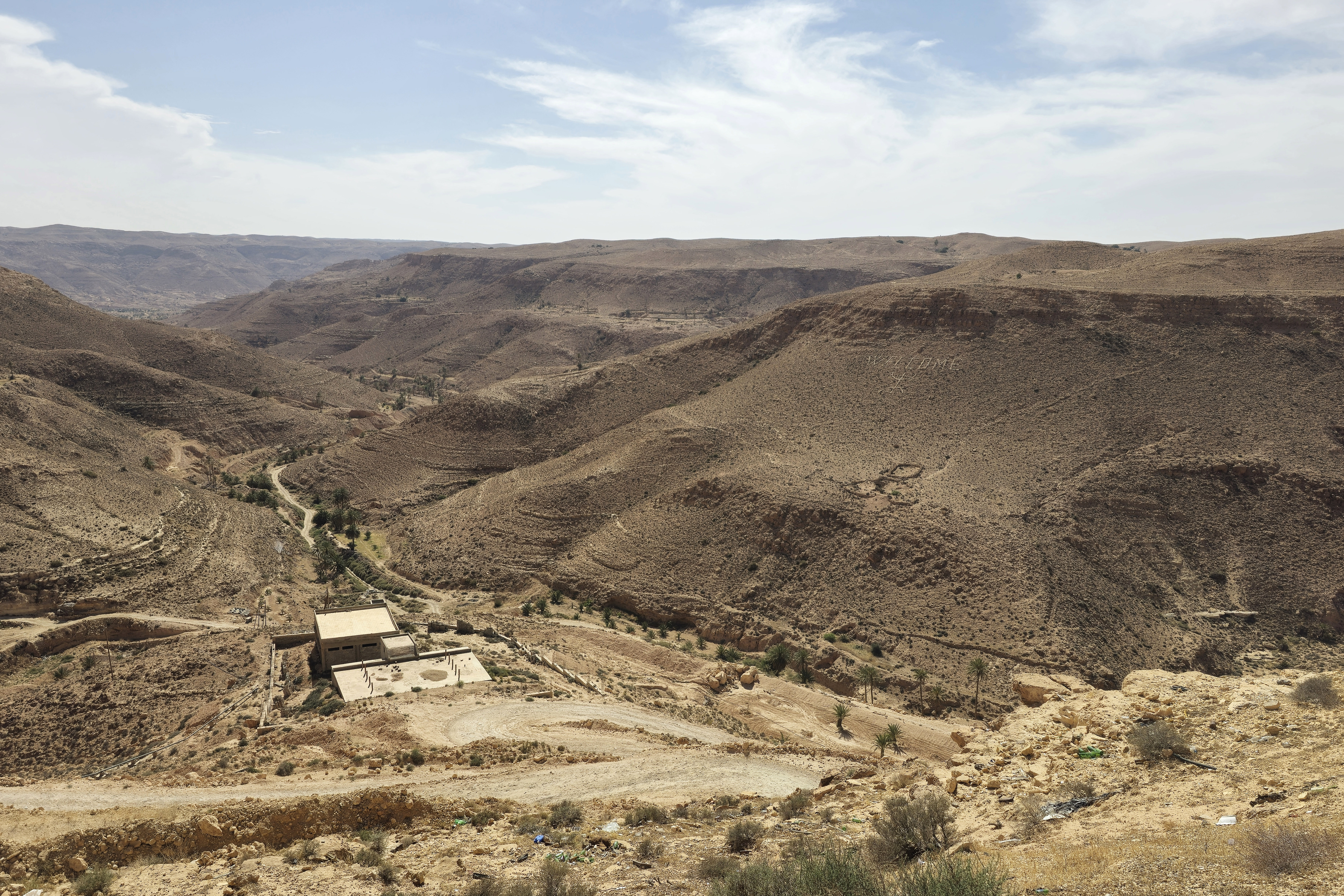 A road leading to the Libyan village of Kabao in the Nafusa mountains, winds between arid hills