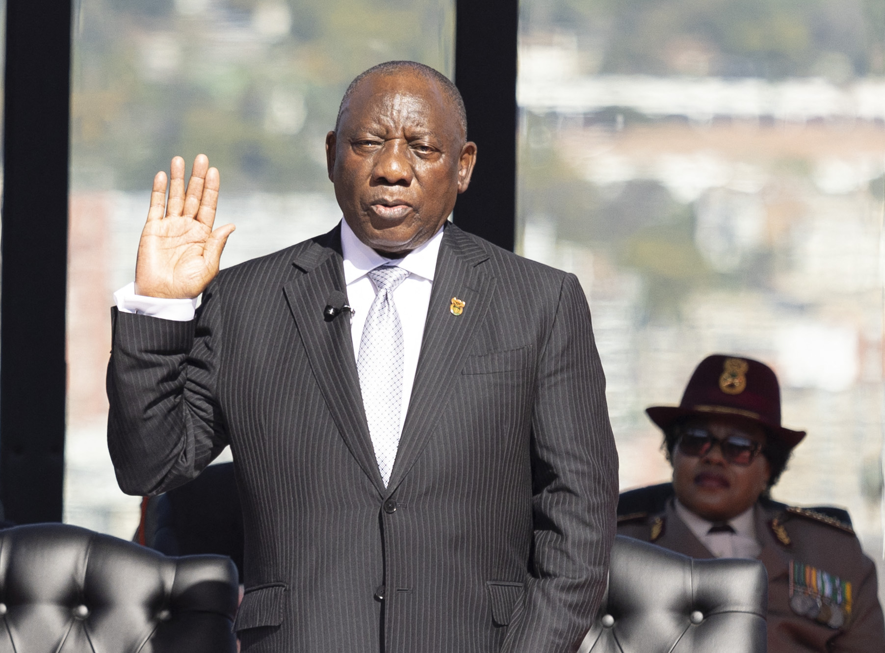 South Africa's Cyril Ramaphosa takes the oath of office for his second term as South African President
