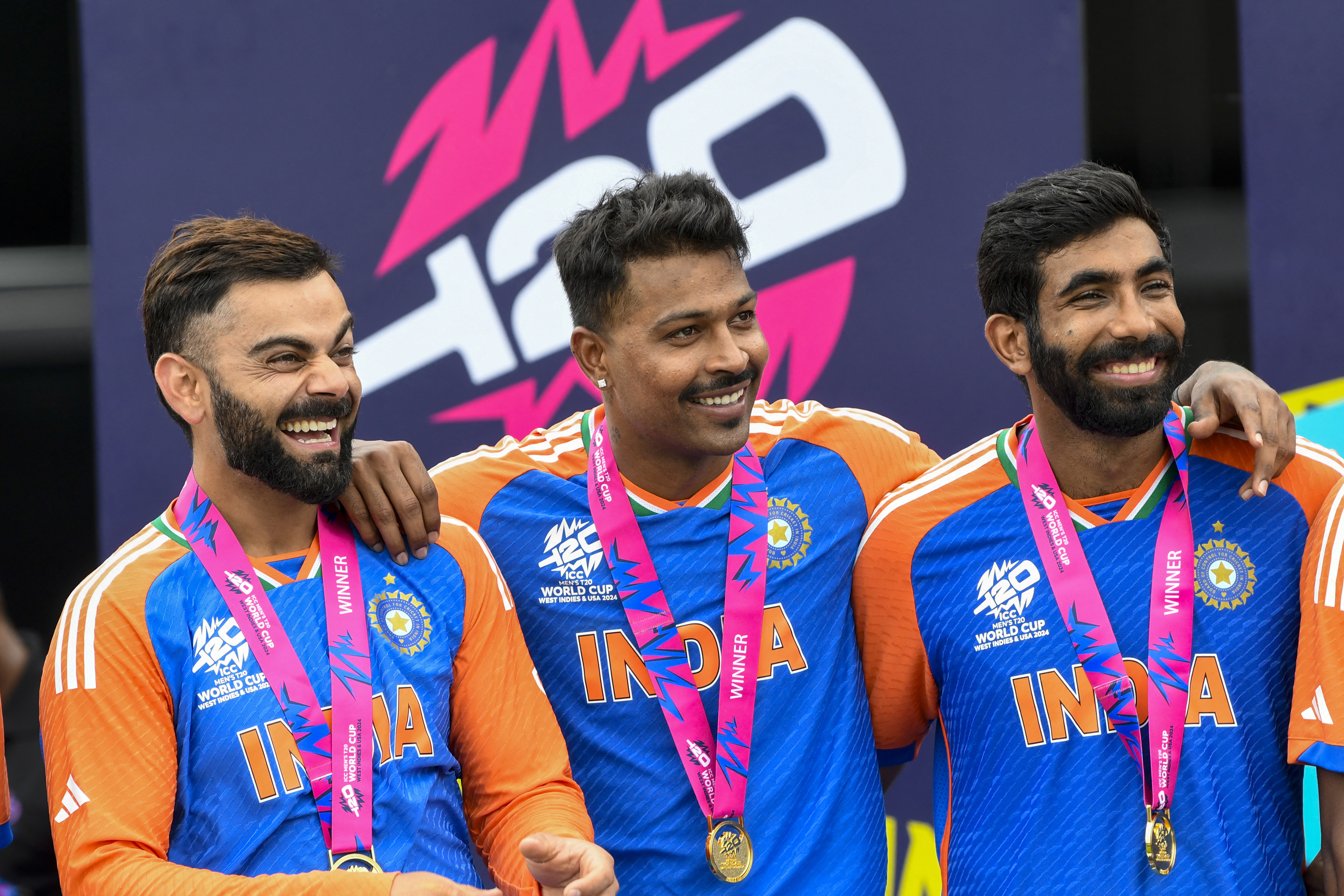Virat Kohli, Hardik Pandya and Jasprit Bumrah