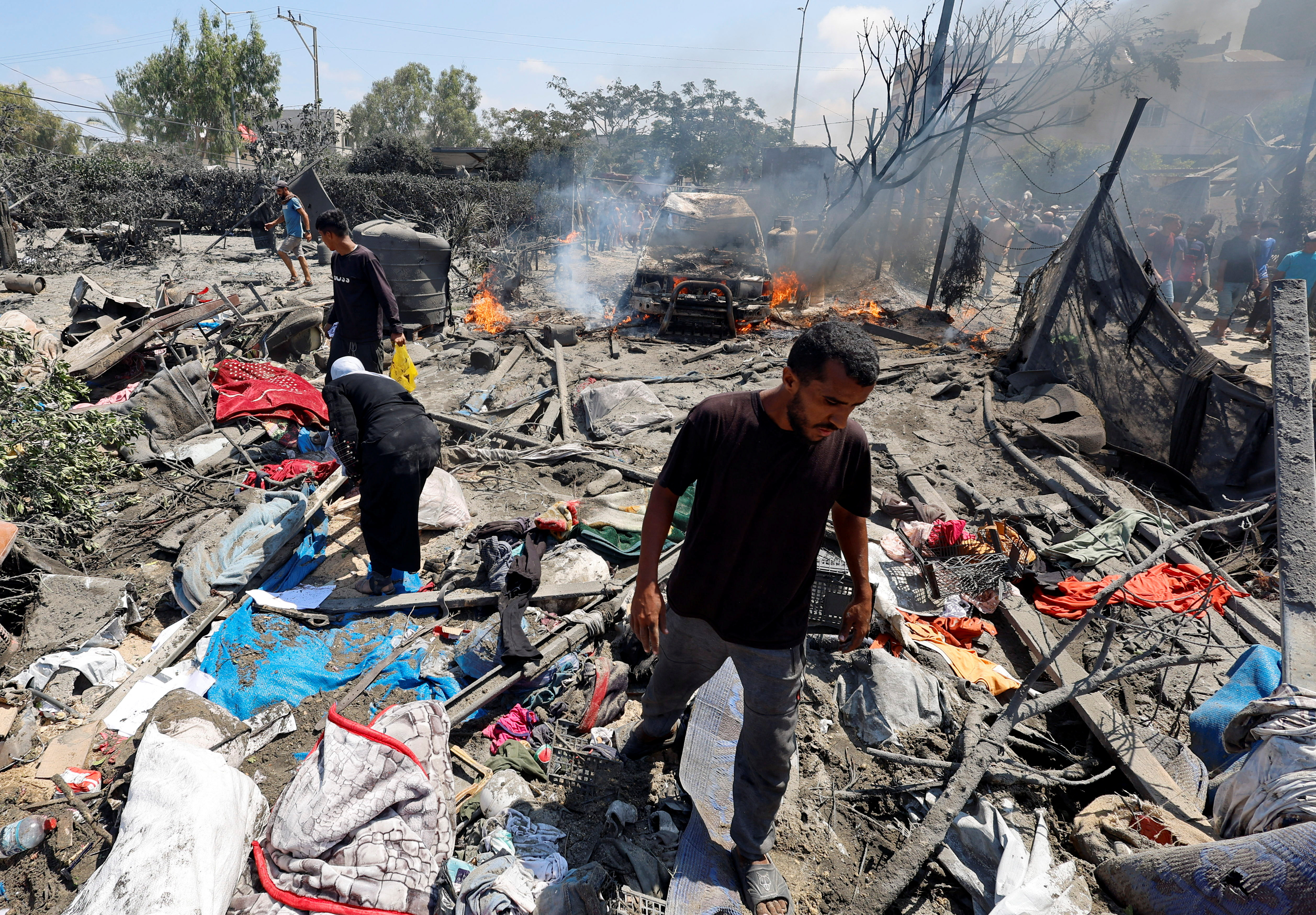The aftermath of Israeli bombardment of al-Mawasi camp in Gaza