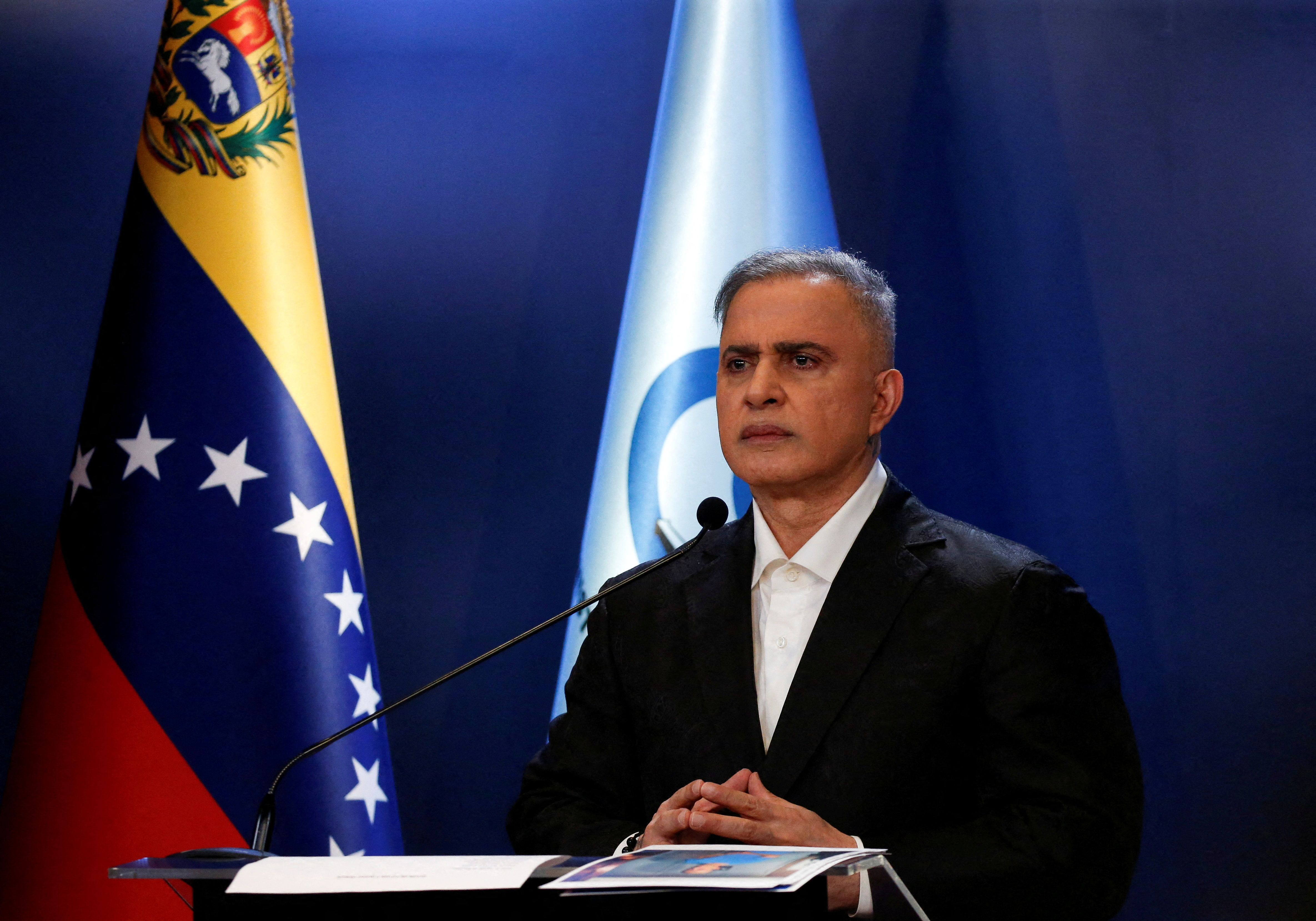 Venezuela's chief prosecutor Tarek William Saab attends a press conference, in Caracas
