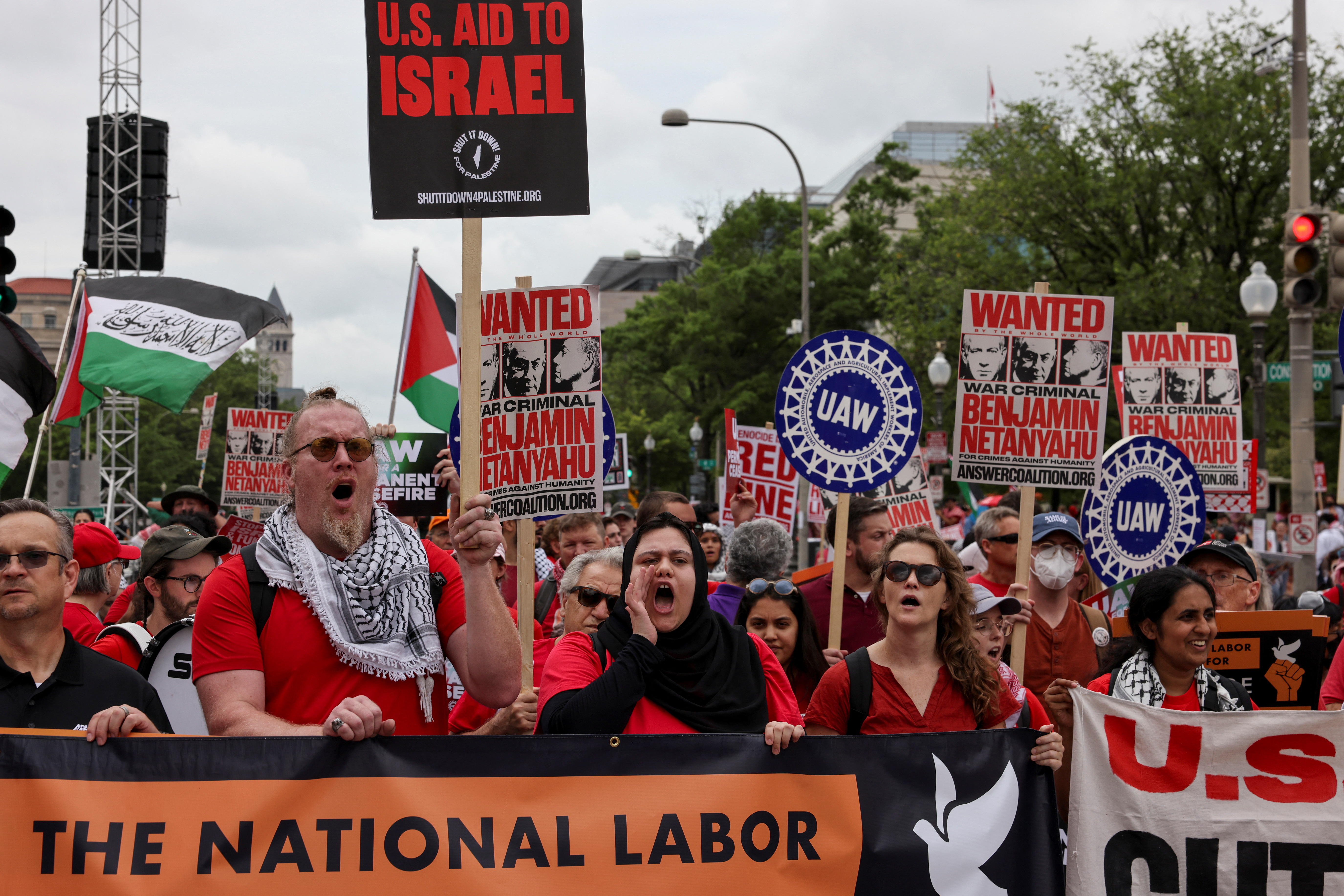 Protesters gather for Israeli PM Netanyahu's address to Congress in Washington