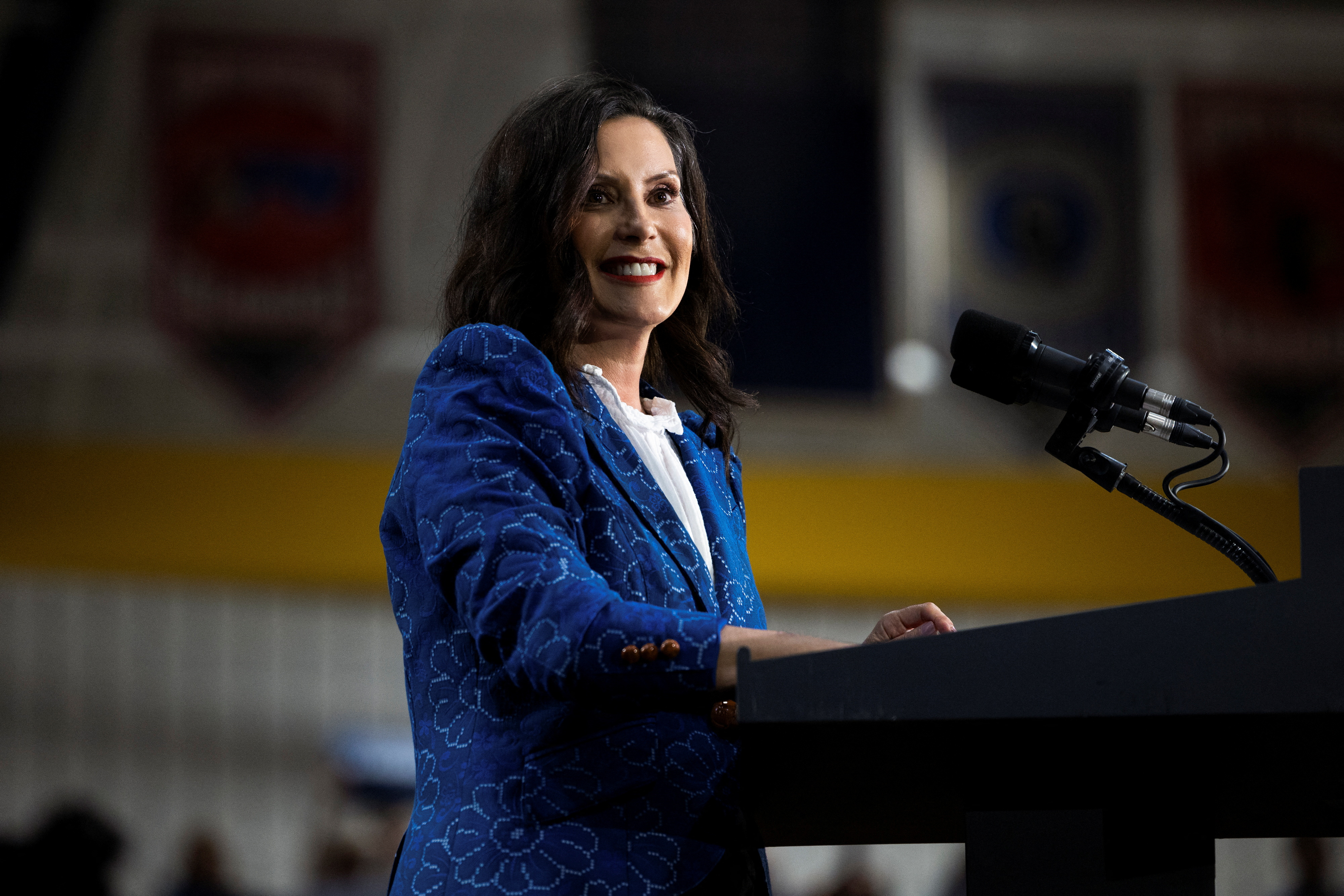 Pennsylvania's Governor Josh Shapiro holds a rally with Michigan's Governor Gretchen Whitmer 