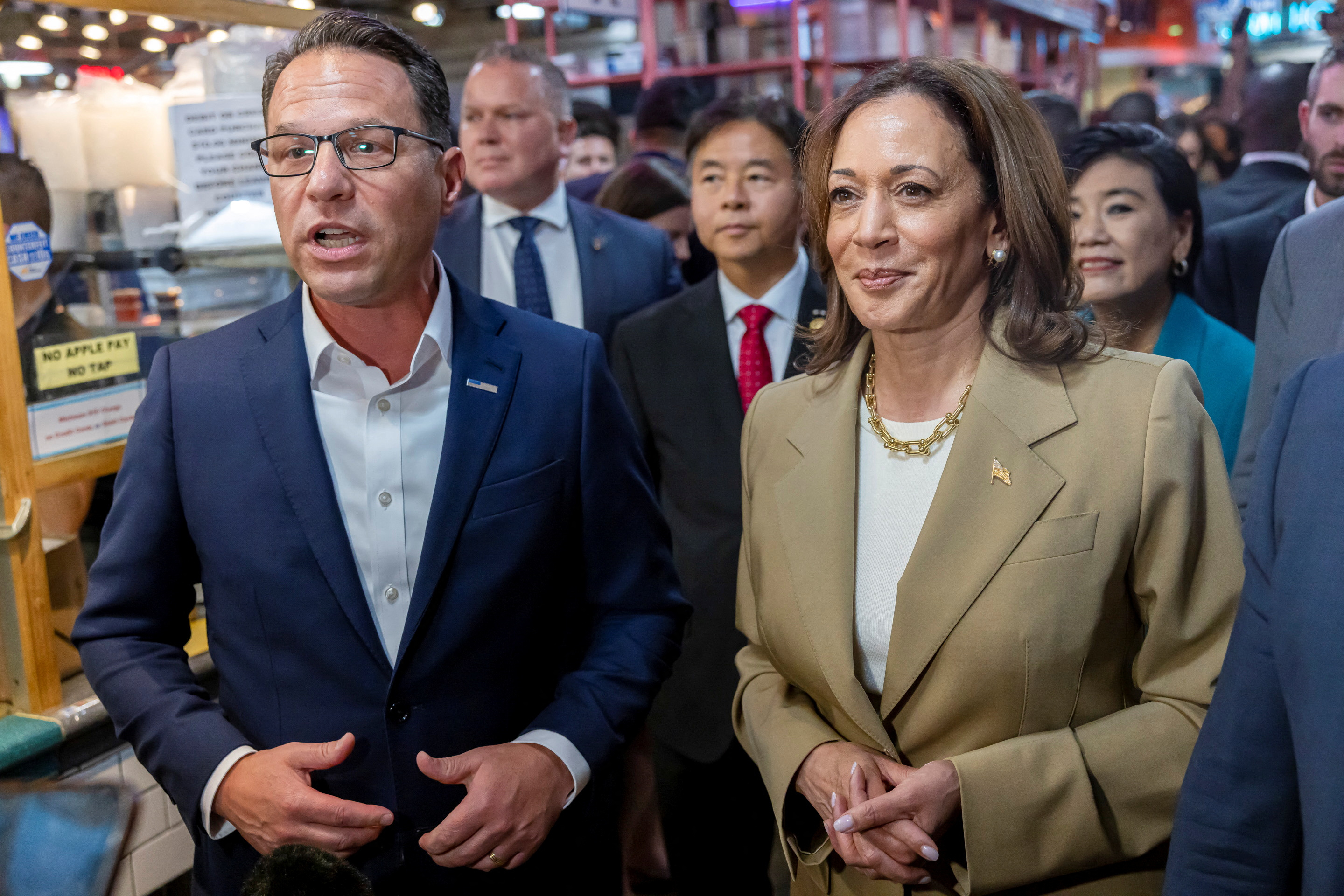U.S. Vice President Kamala Harris and Pennsylvania Governor Josh Shapiro 