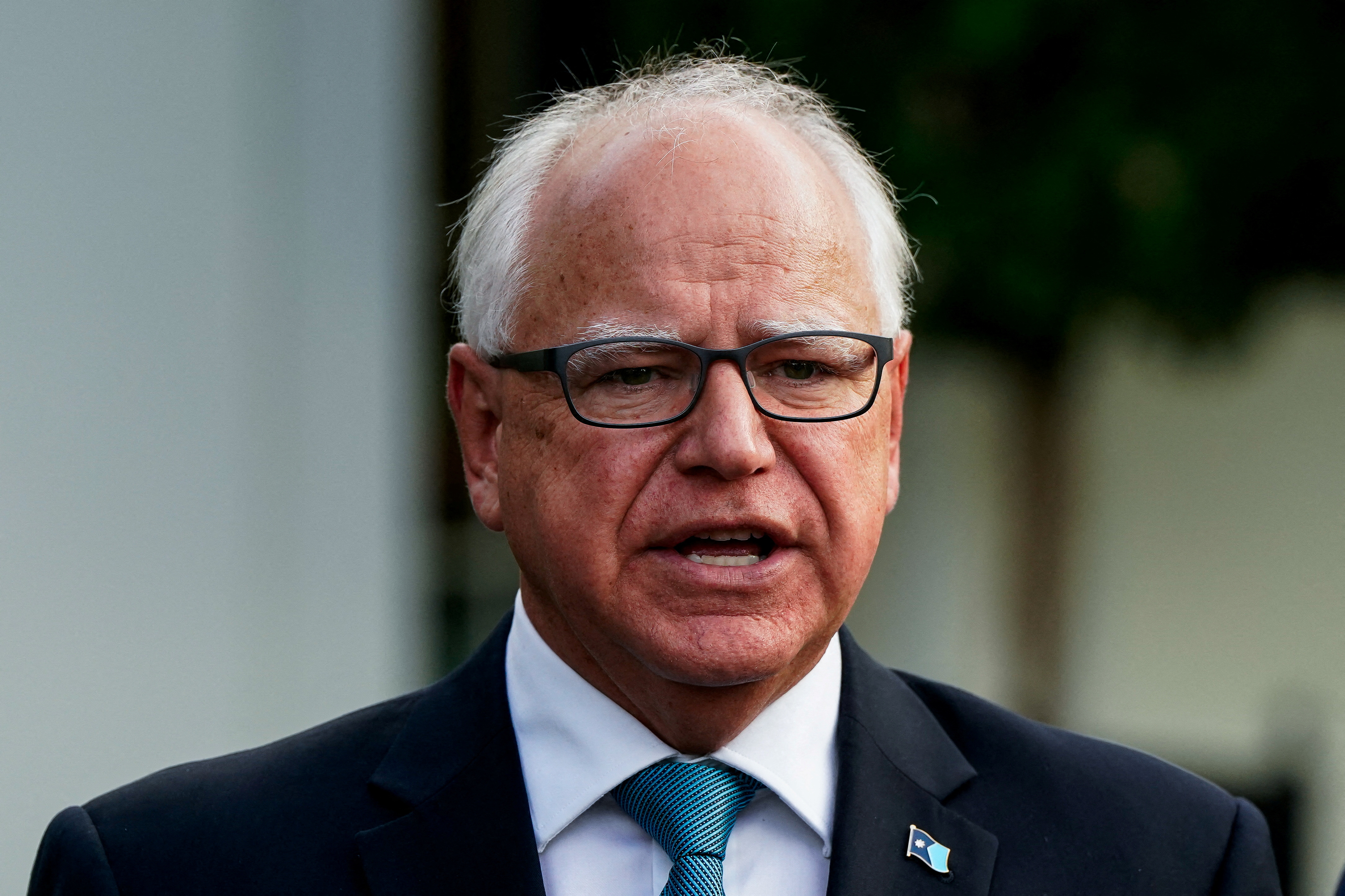 Minnesota Governor Tim Walz speaks to the press after attending a meeting with U.S. President Joe Biden