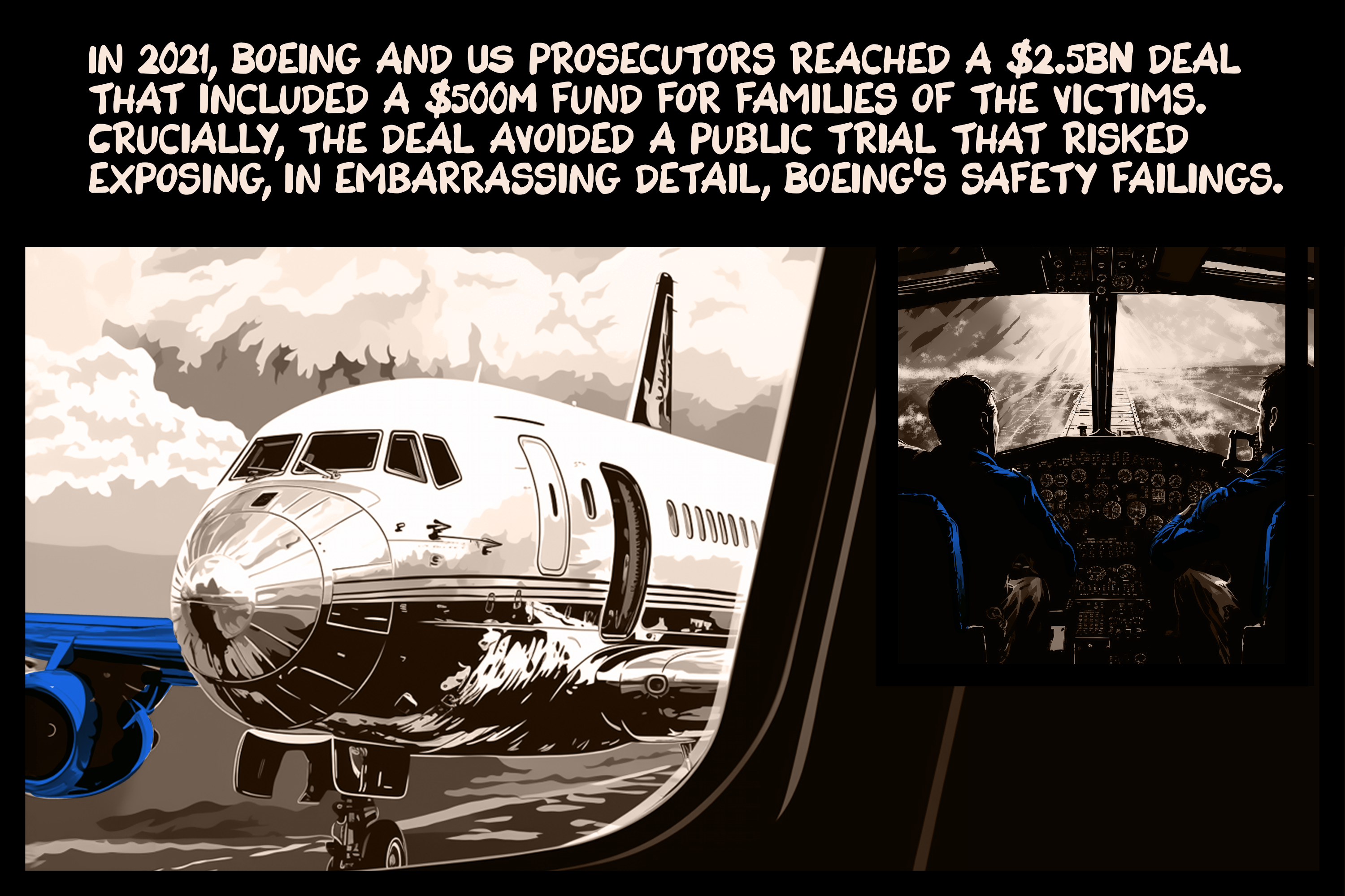 Plea deal between Boeing and US Dept of Justice involving two 737 Max crashes has families demanding accountability.