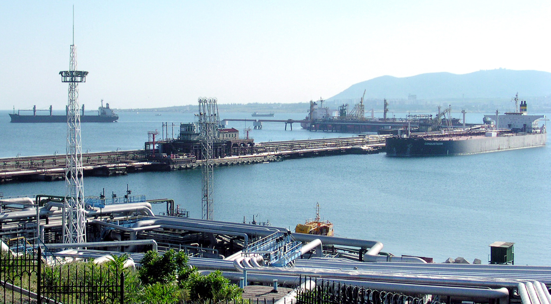 The oil harbor in Novorossiysk, the southern Russian seaport town on the Black Sea.
