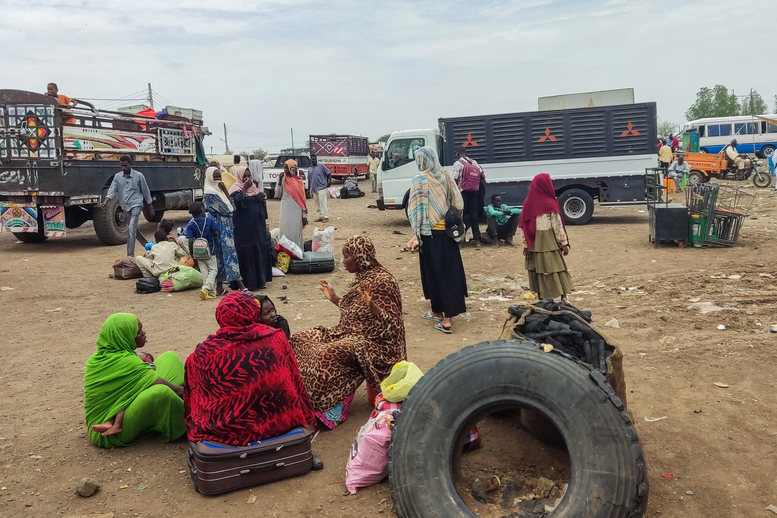 People fleeing the town of Singa, the capital of Sudan's southeastern Sennar state, arrive in Gedaref in the east of the war-torn country on July 1, 2024