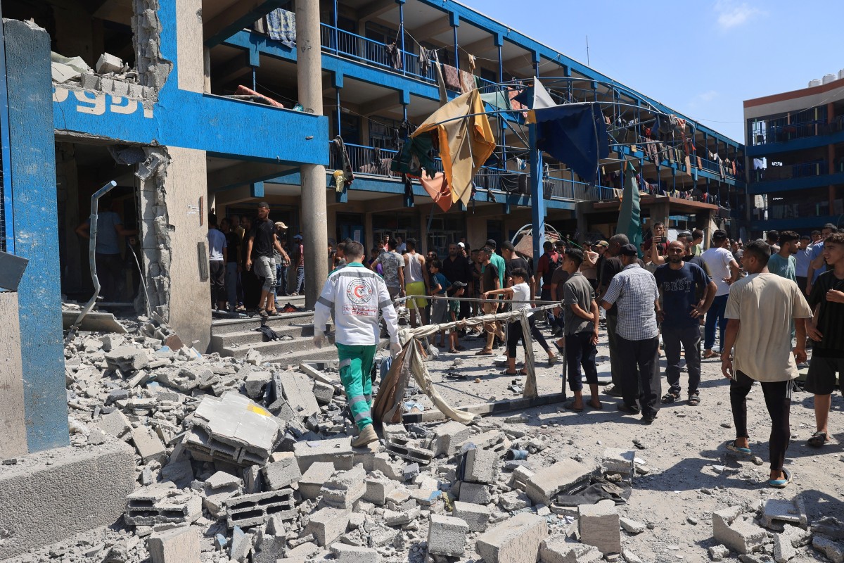 Israeli devastating strike on a UN-run school in Gaza's Nuseirat camp