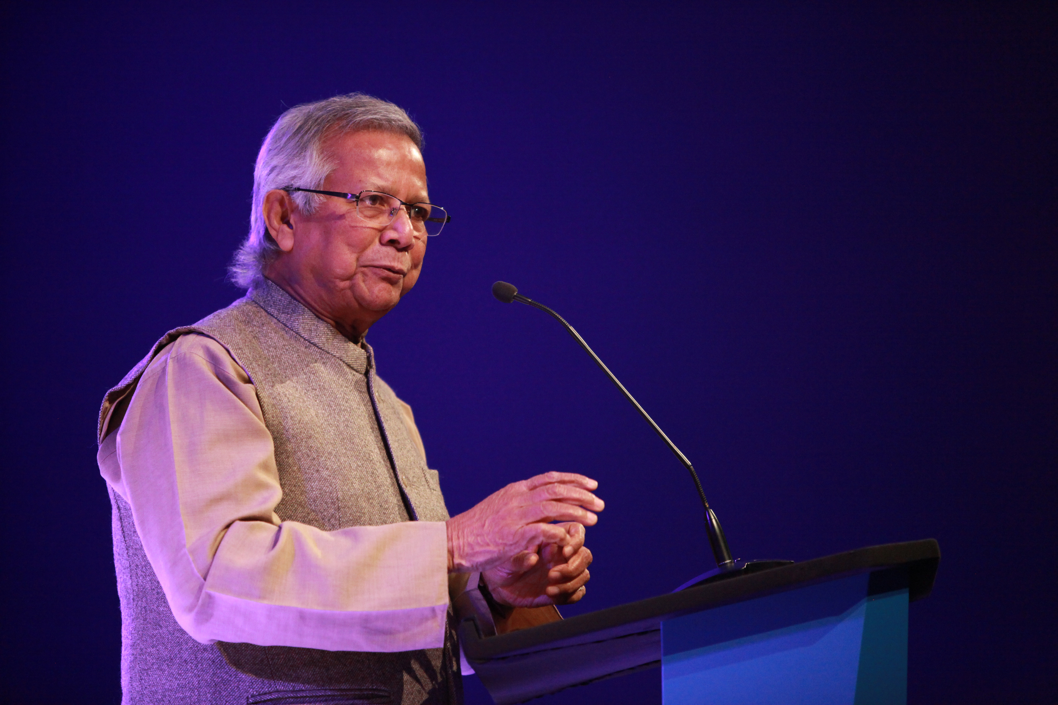 Nobel Peace laureate Muhammad Yunus speaks at the Trust Women Conference, London, Britain
