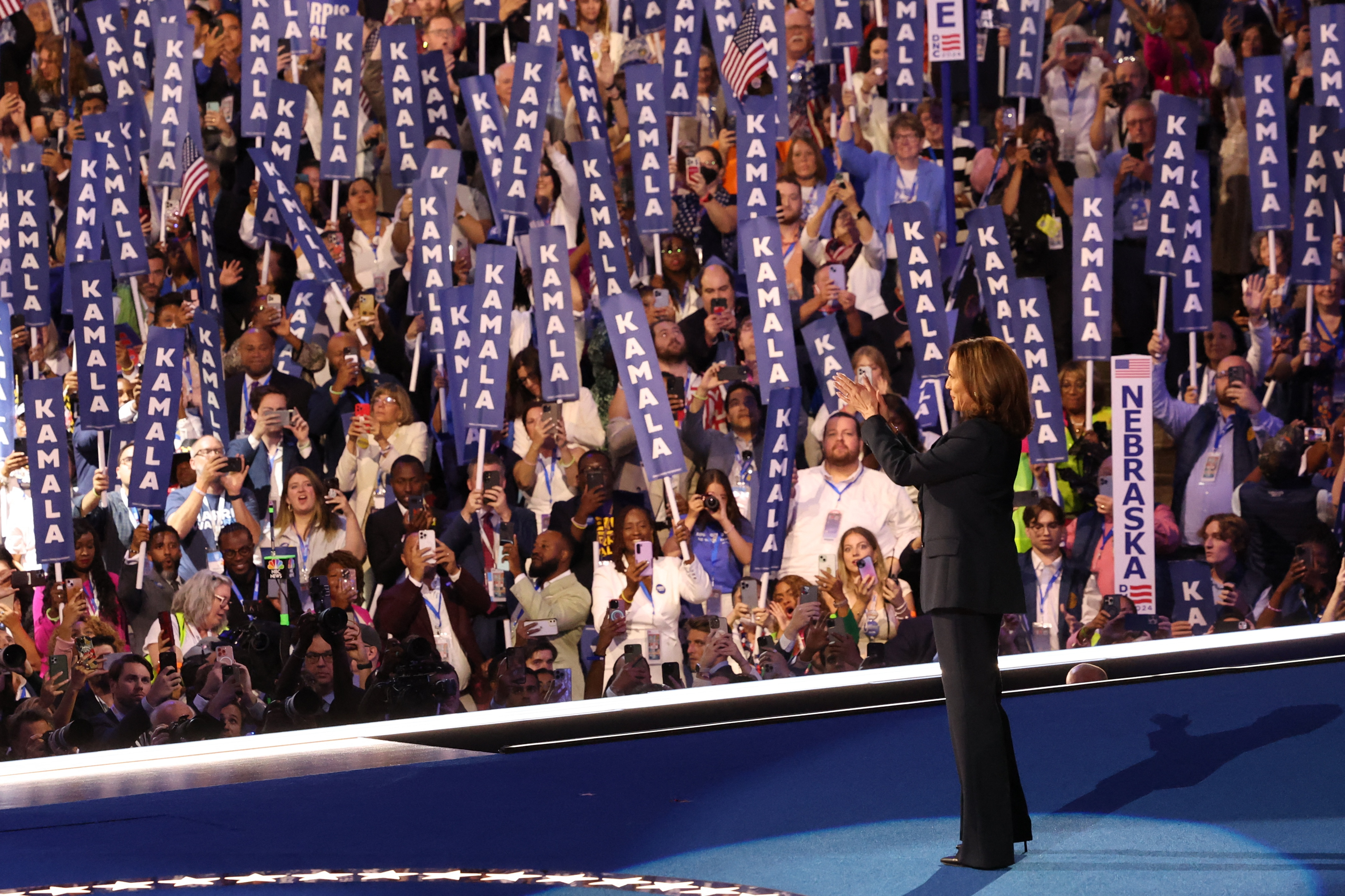 Kamala Harris greets the crowd.