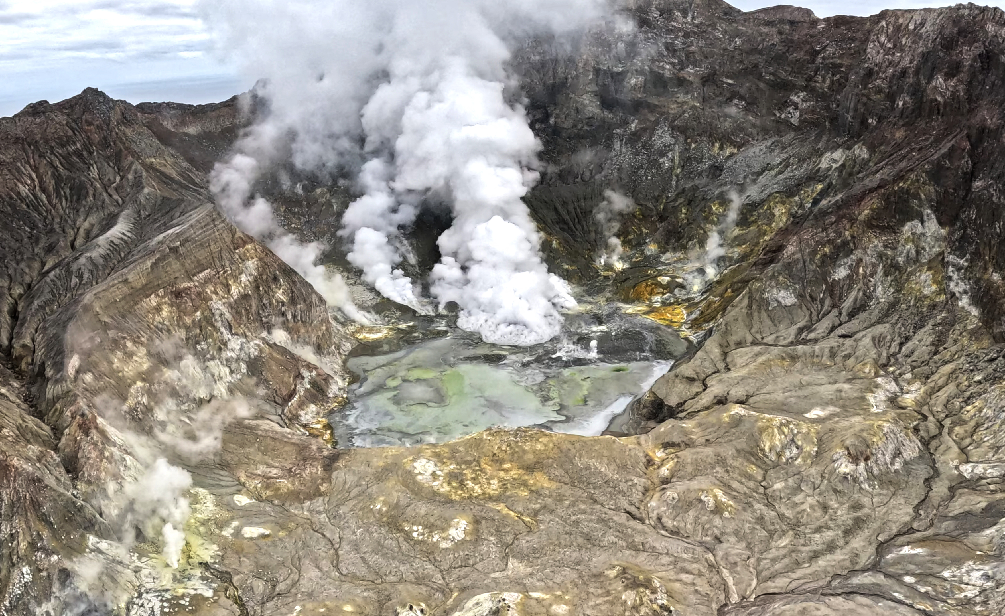 Steam rising from a vent in the Whakaari/White Island volcano
