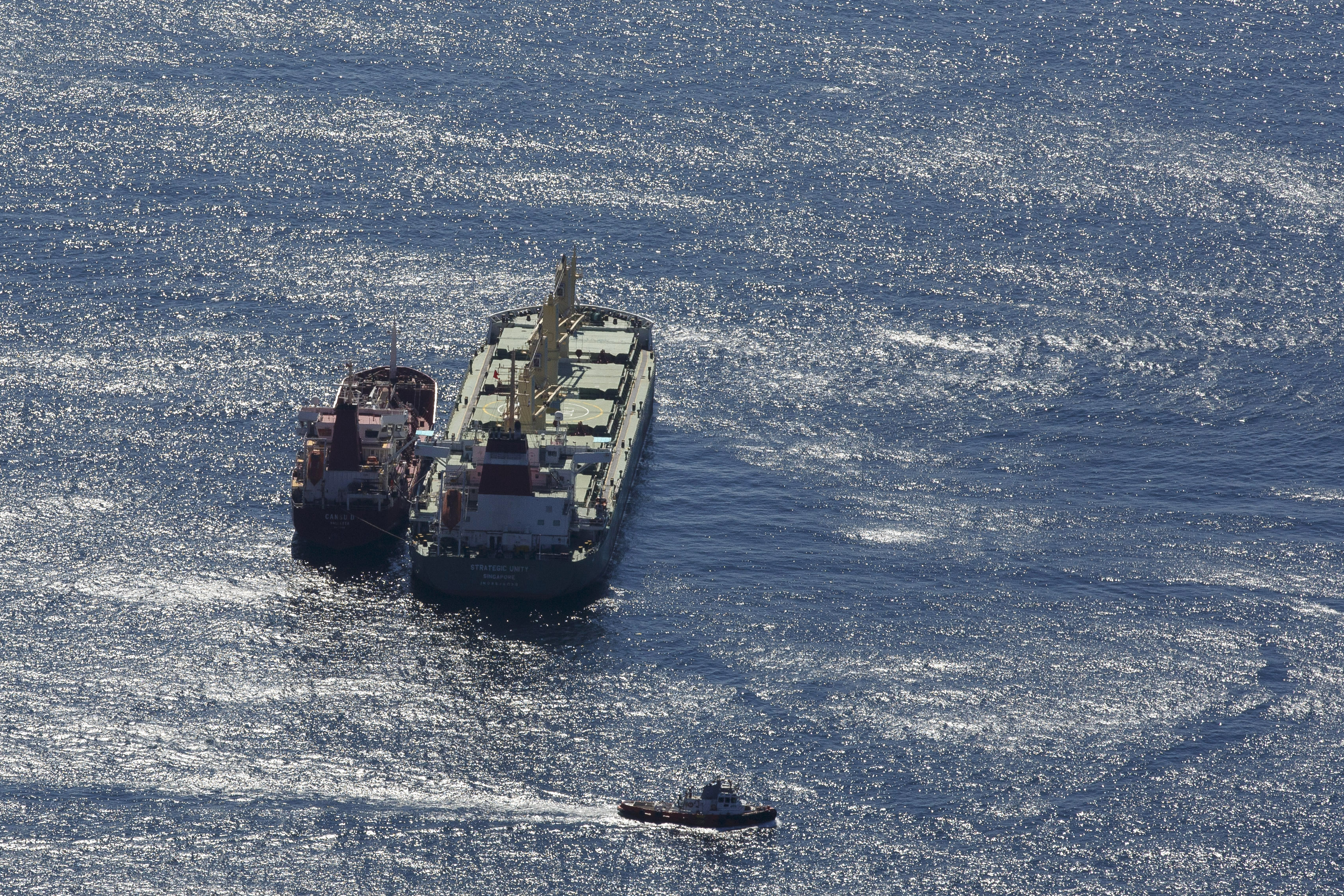 GIBRALTAR - APRIL 04: A bunkering oil tanker stands together with another ship floating on the coast near Gibraltar port on April 4, 2017 in Gibraltar, Gibraltar. Tensions have risen over Brexit negotiations for the Rock of Gibraltar. The European Council has said Gibraltar would be included in a trade deal between London and Brussels only with the agreement of Spain. While former Conservative leader Michael Howard claimed that Theresa May would be prepared to go to war to protect the territory. (Photo by Pablo Blazquez Dominguez/Getty Images)