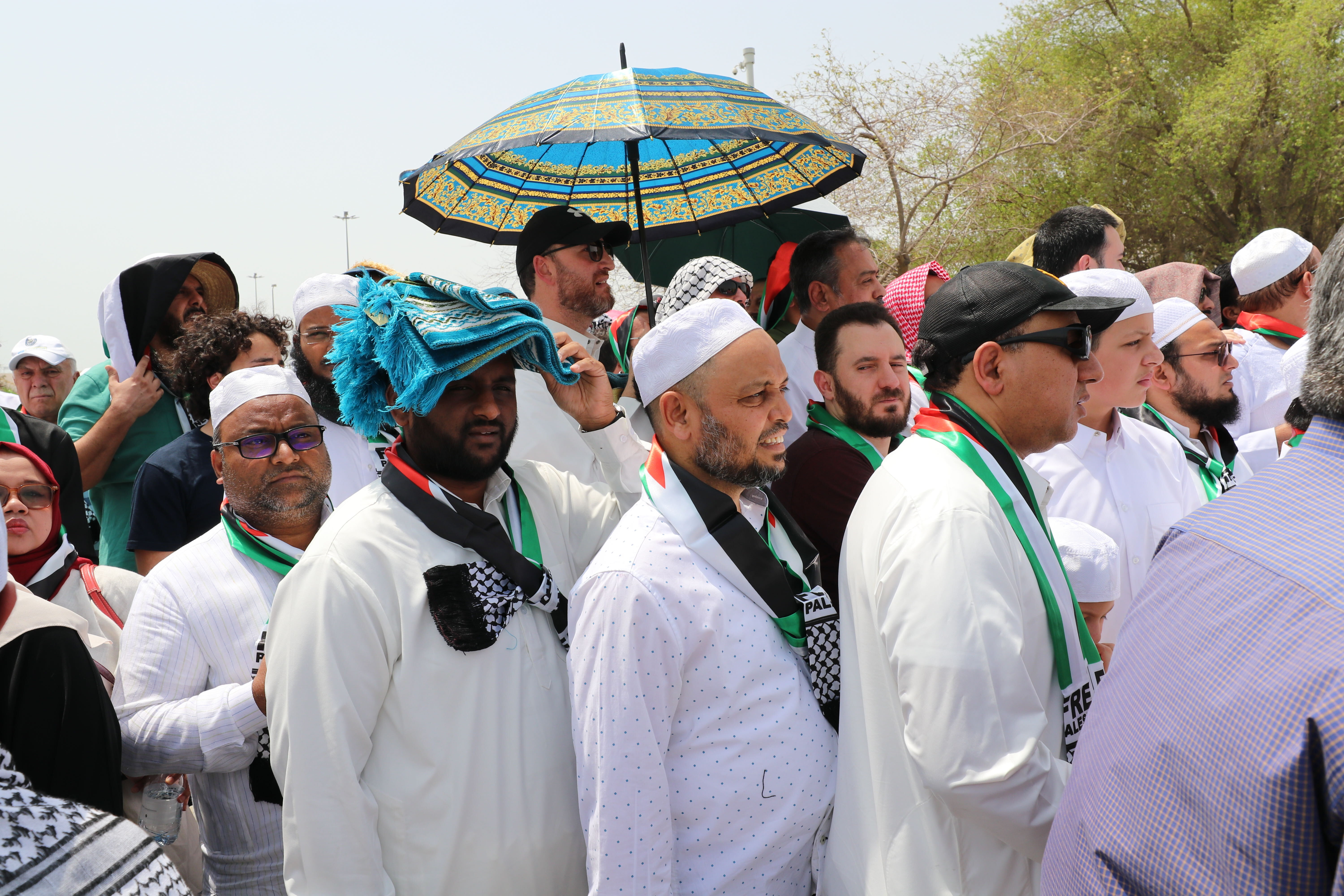 People gather at Imam Muhammad ibn Abd al-Wahhab Mosque in Doha
