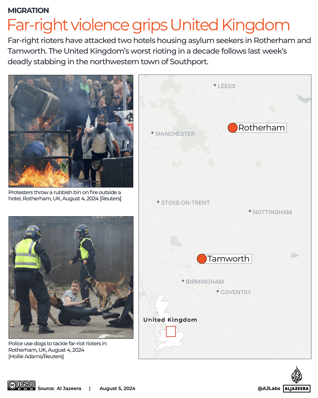 INTERACTIVE-Rioters attack asylum seeker hotels in UK-uk -AUG5-2024 -1722848534