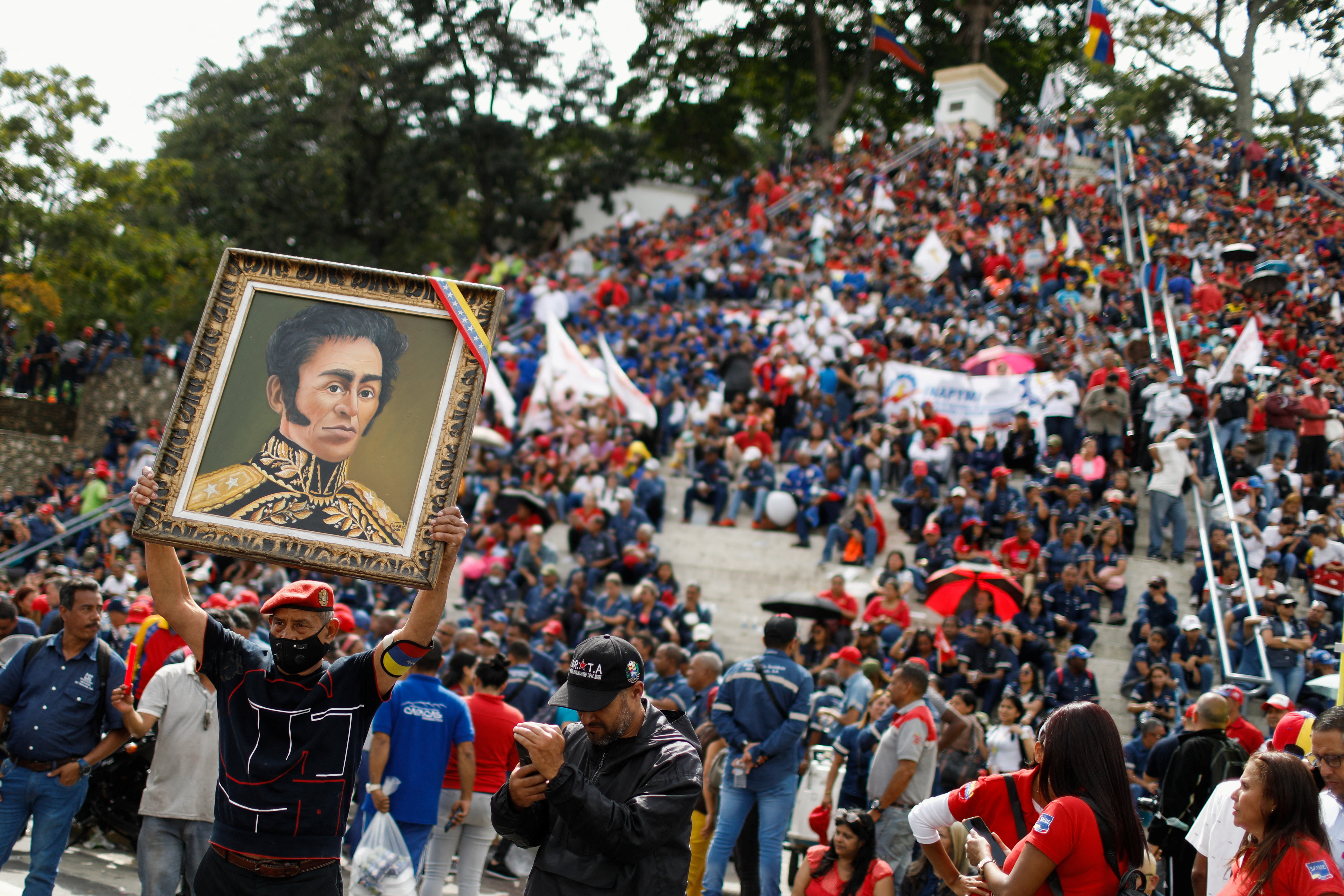 A rally in Caracas on the anniversary of the downfall of Marcos Pérez Jiménez.