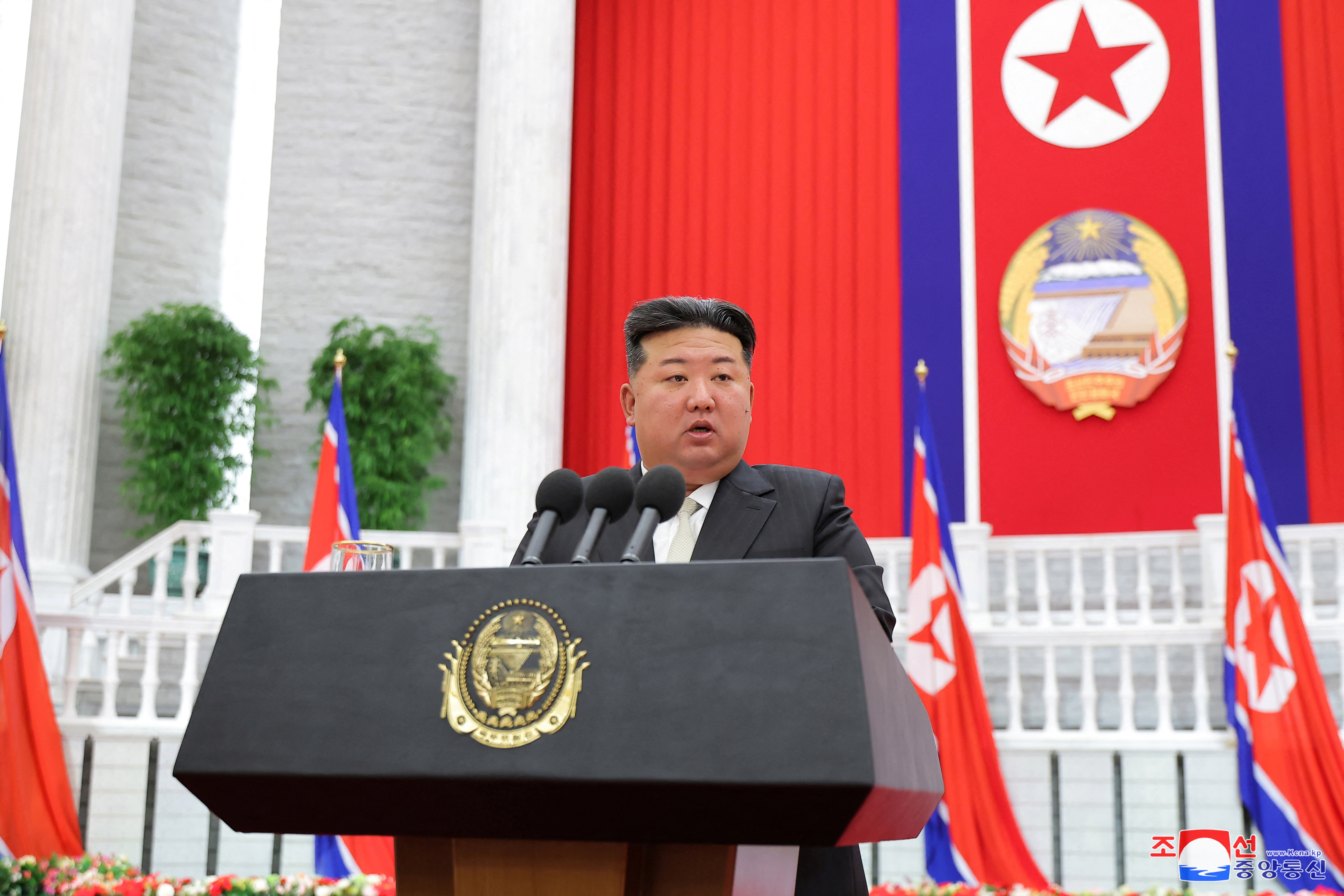 Kim Jong Un has warned of a 'grave threat' from US-led regional military bloc as he announces nuclear measures.