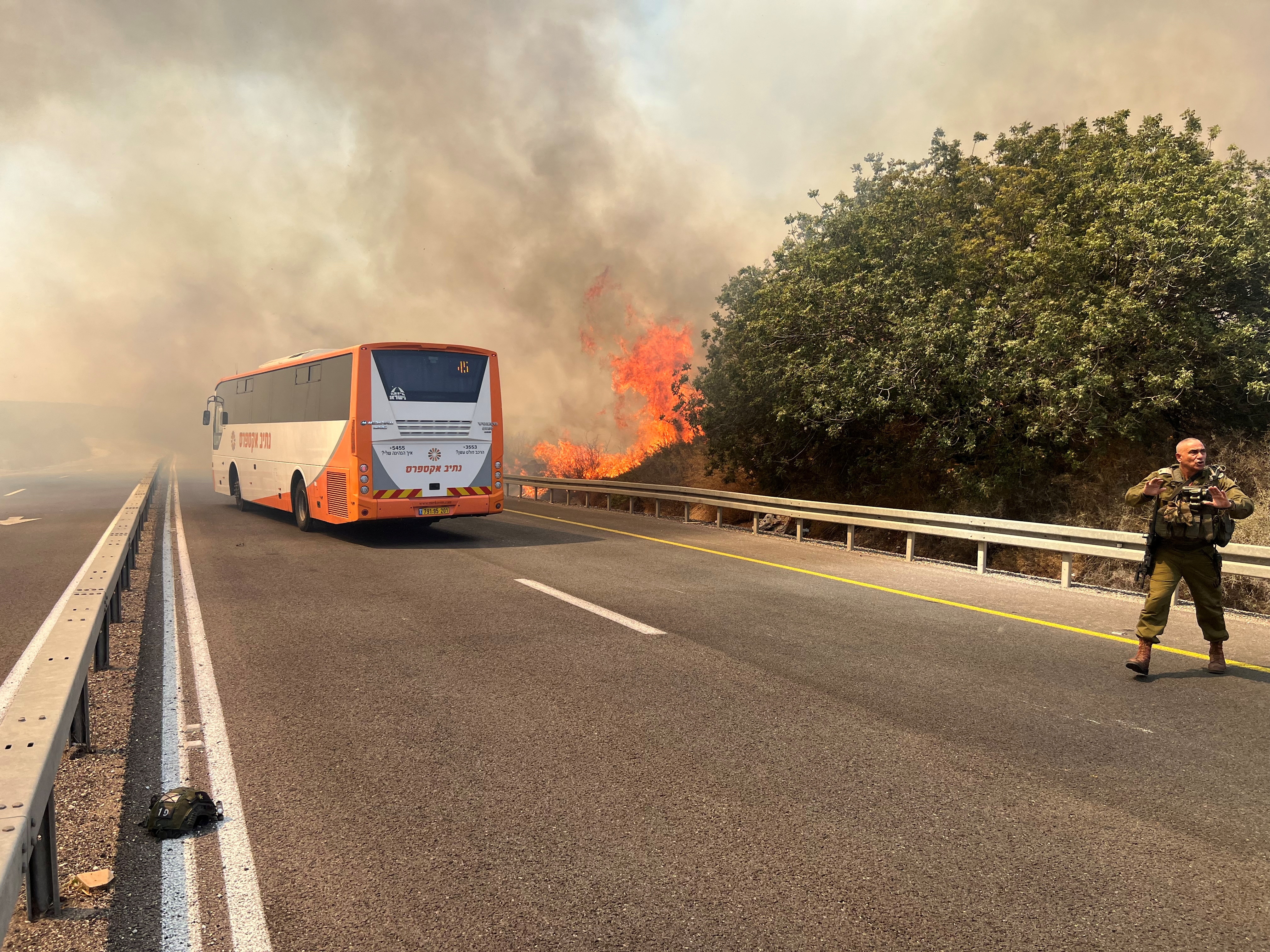 Smoke rises near the Israel-Lebanon border, after Hezbollah fired projectiles towards Israel from Lebanon, amid cross-border hostilities between Hezbollah and Israeli forces, in northern Israel, September 12, 2024.