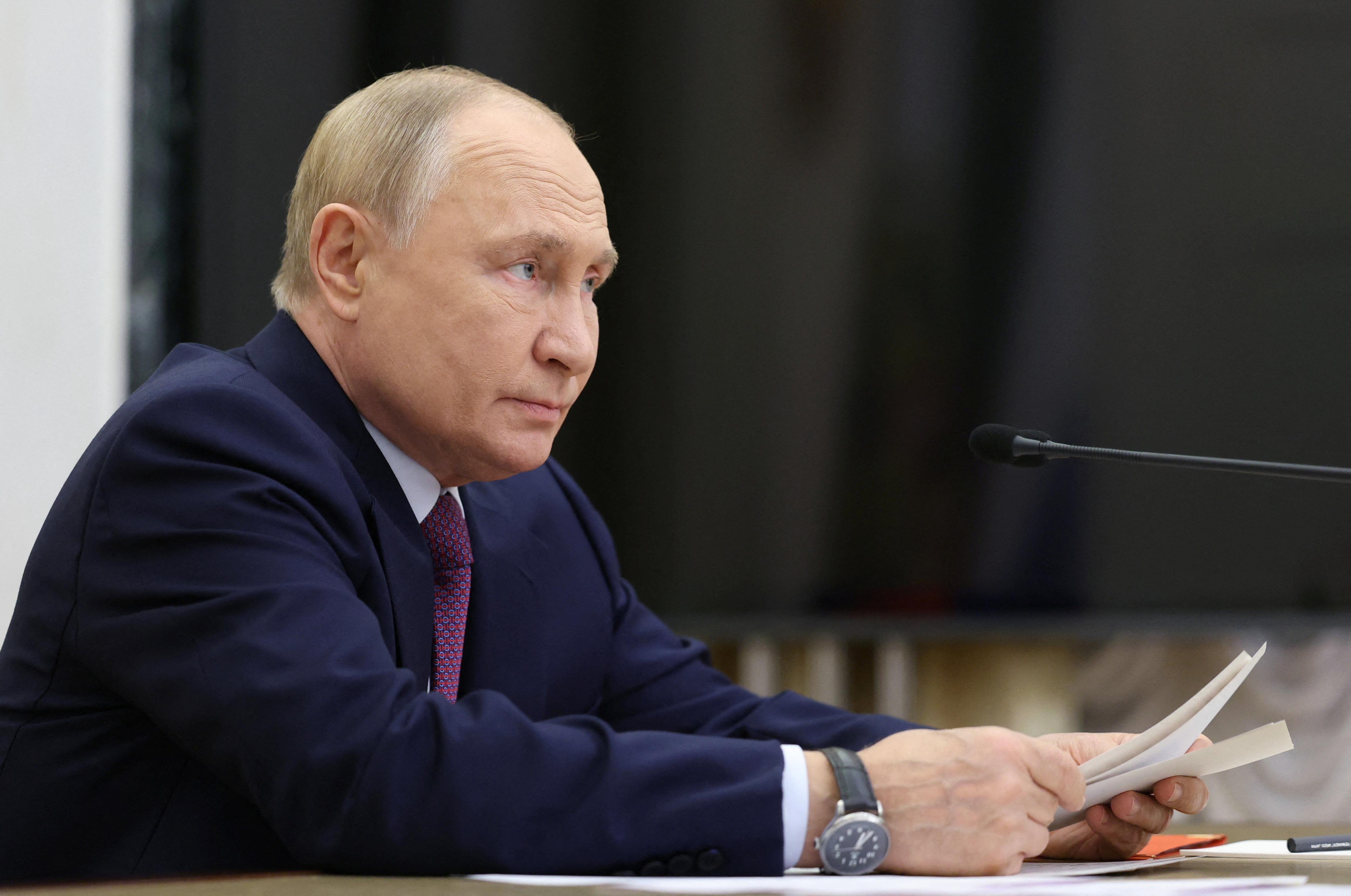 Russia's President Vladimir Putin chairs a meeting of the United Nations Security Council on the subject of nuclear deterrence in Moscow, Russia on September 25, 2024.