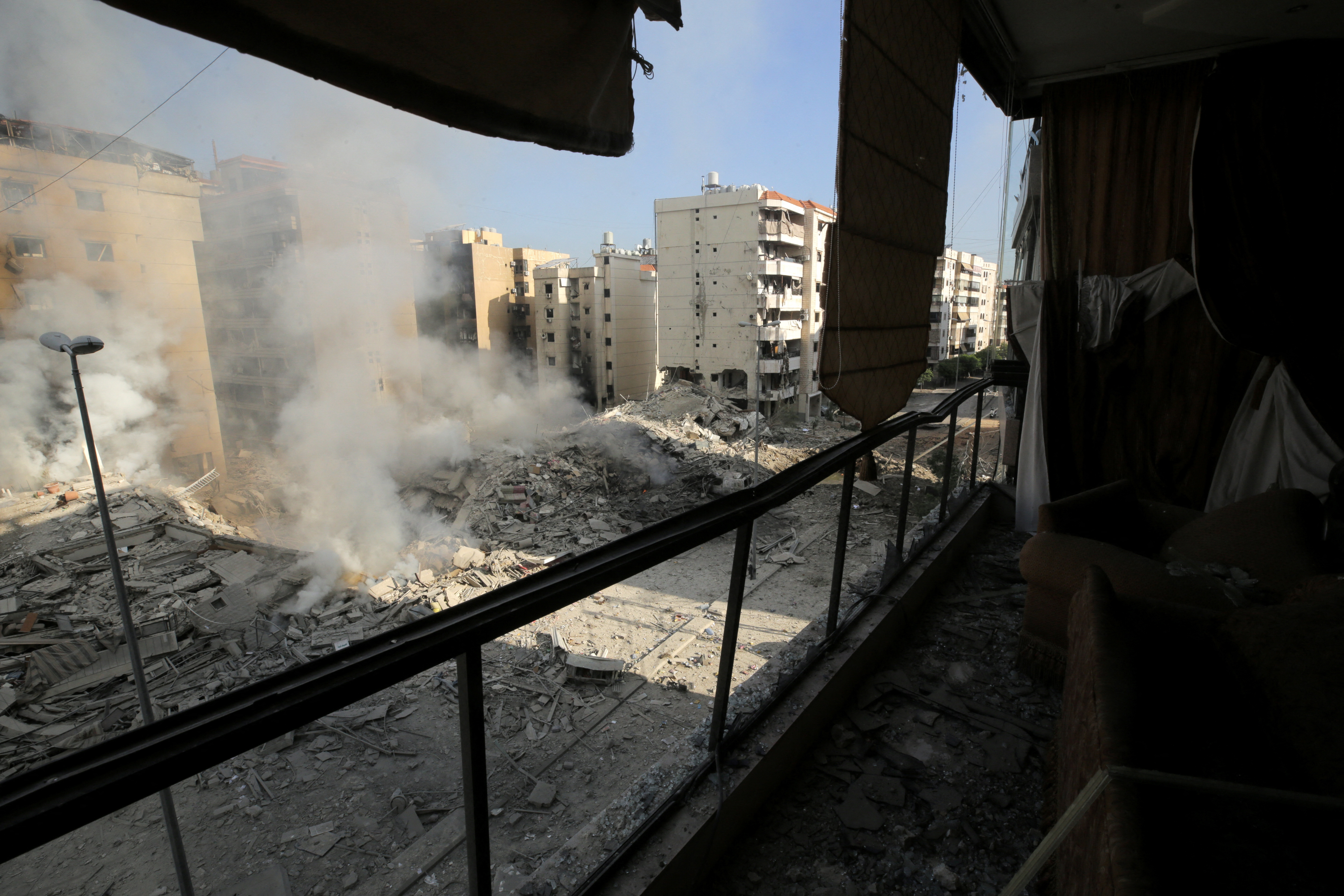 Aftermath of the Israeli strike that killed Hassan Nasrallah