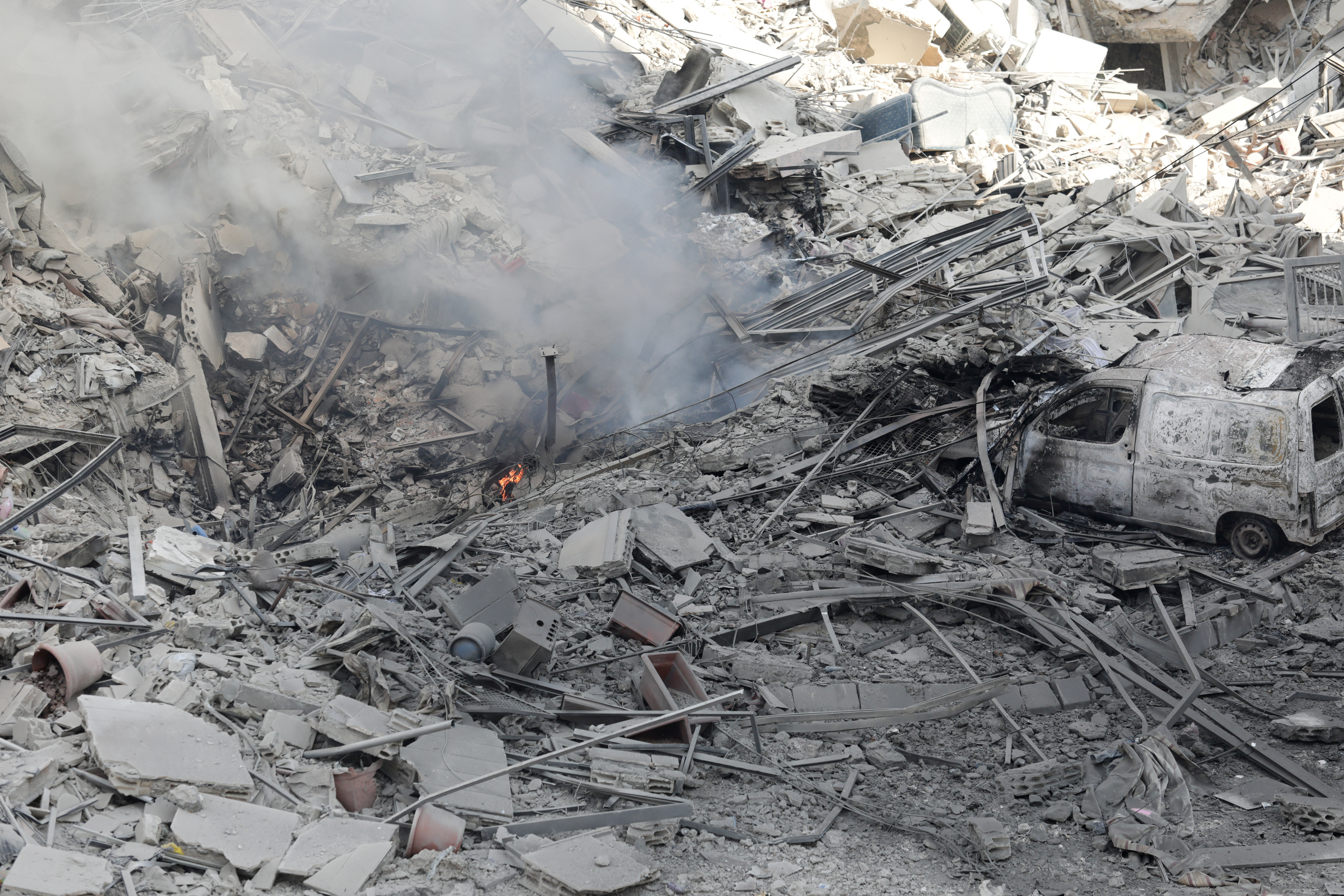 Aftermath of the Israeli strike that killed Hassan Nasrallah