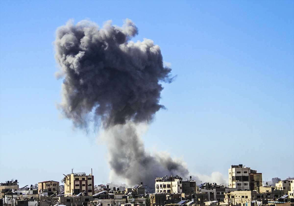 Smoke rises from the area after an Israeli army attack on Nama University, north of Jabalia refugee camp in Gaza City, Gaza on September 03, 2024. Casualties and wounded were reported as a result of the attack. Photojournalist:Mahmoud İssa Publishe
