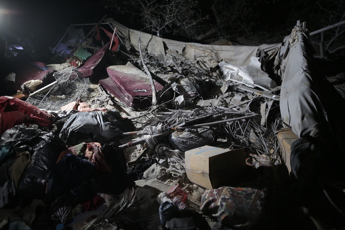 destroyed belongings at night