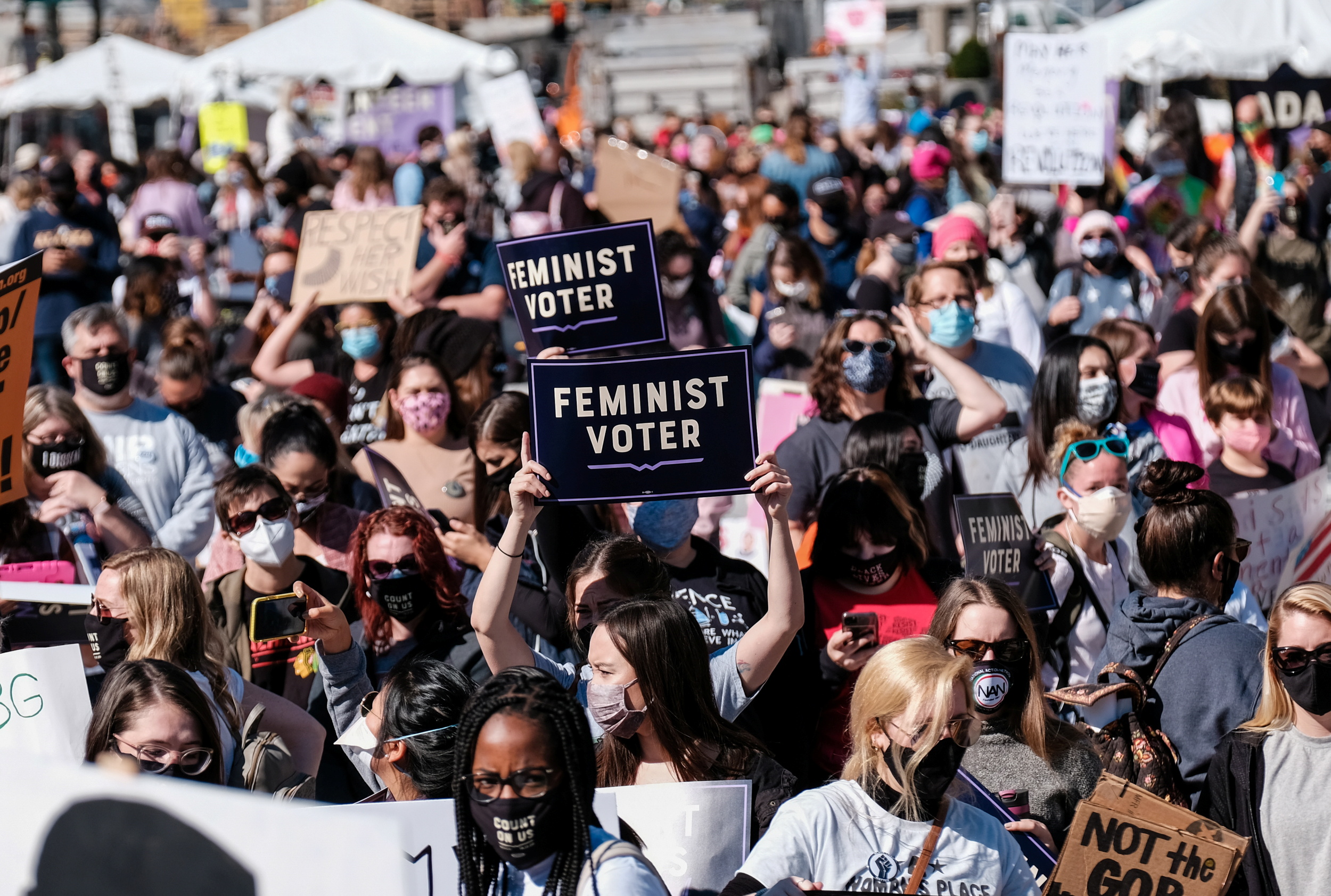 Women’s March activists participate in a nationwide protest against U.S. President Donald Trump.