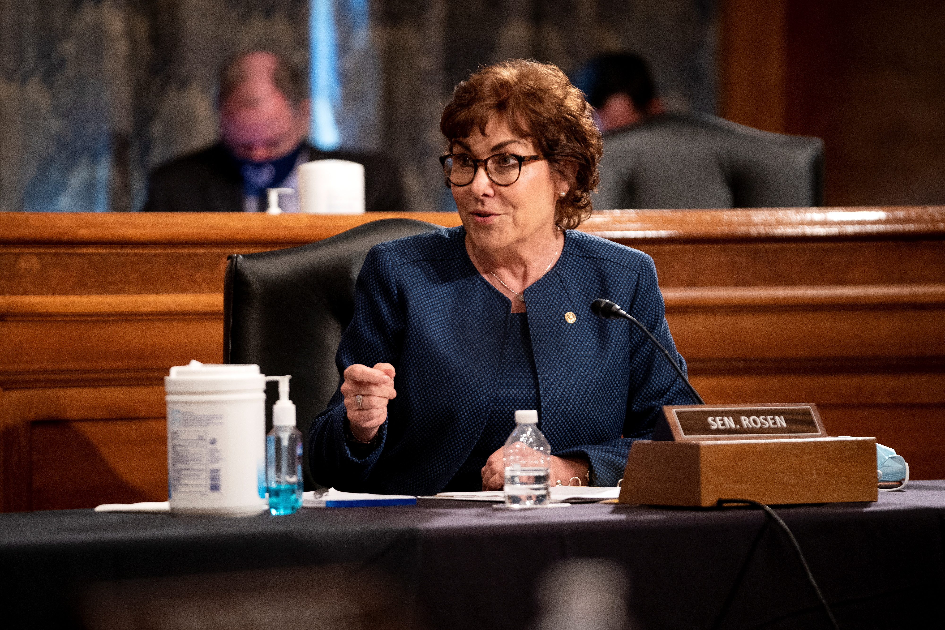 Jacky Rosen sits at a committee hearing in the Senate