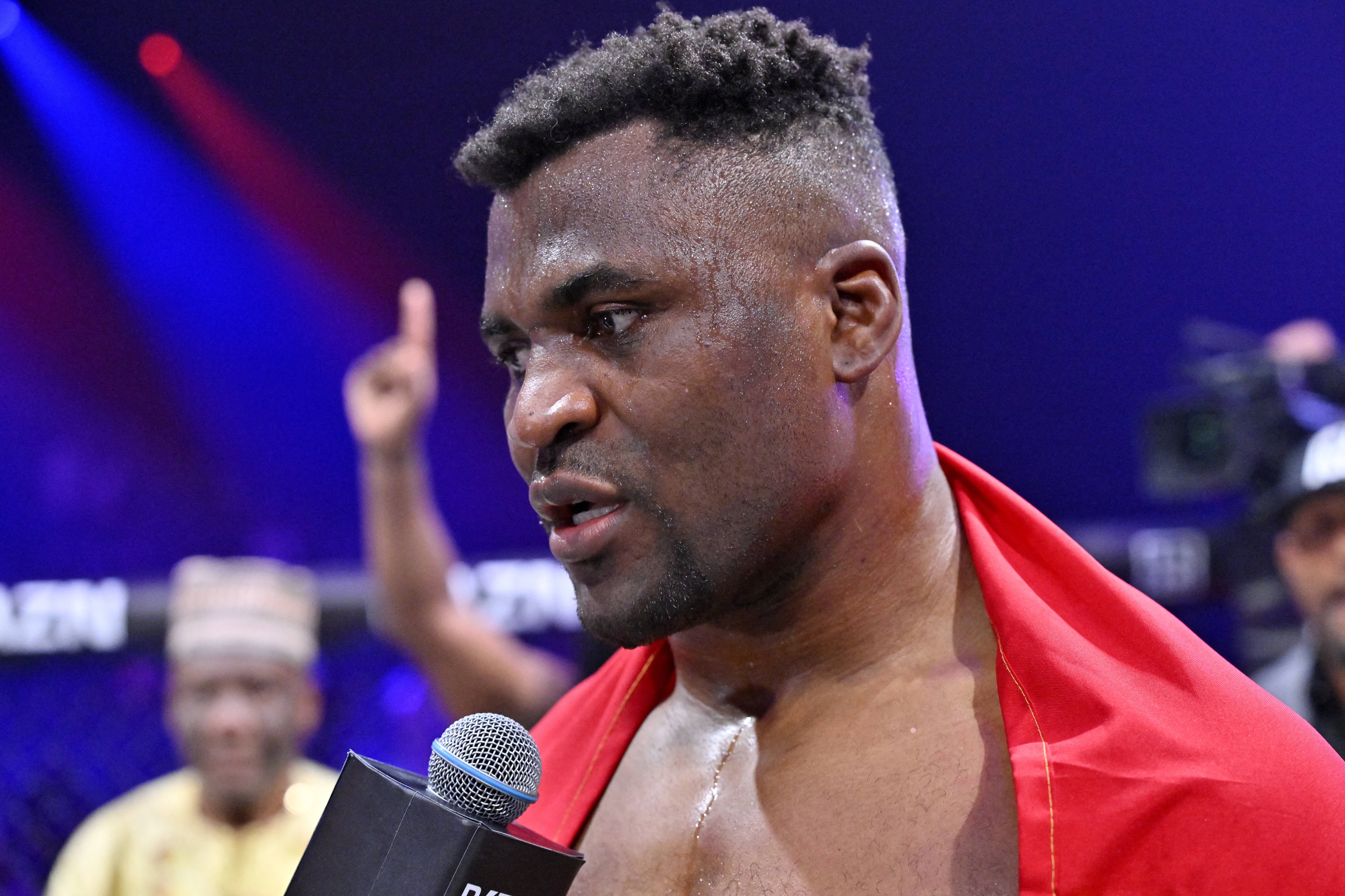 Francis Ngannou after winning his heavyweight bout