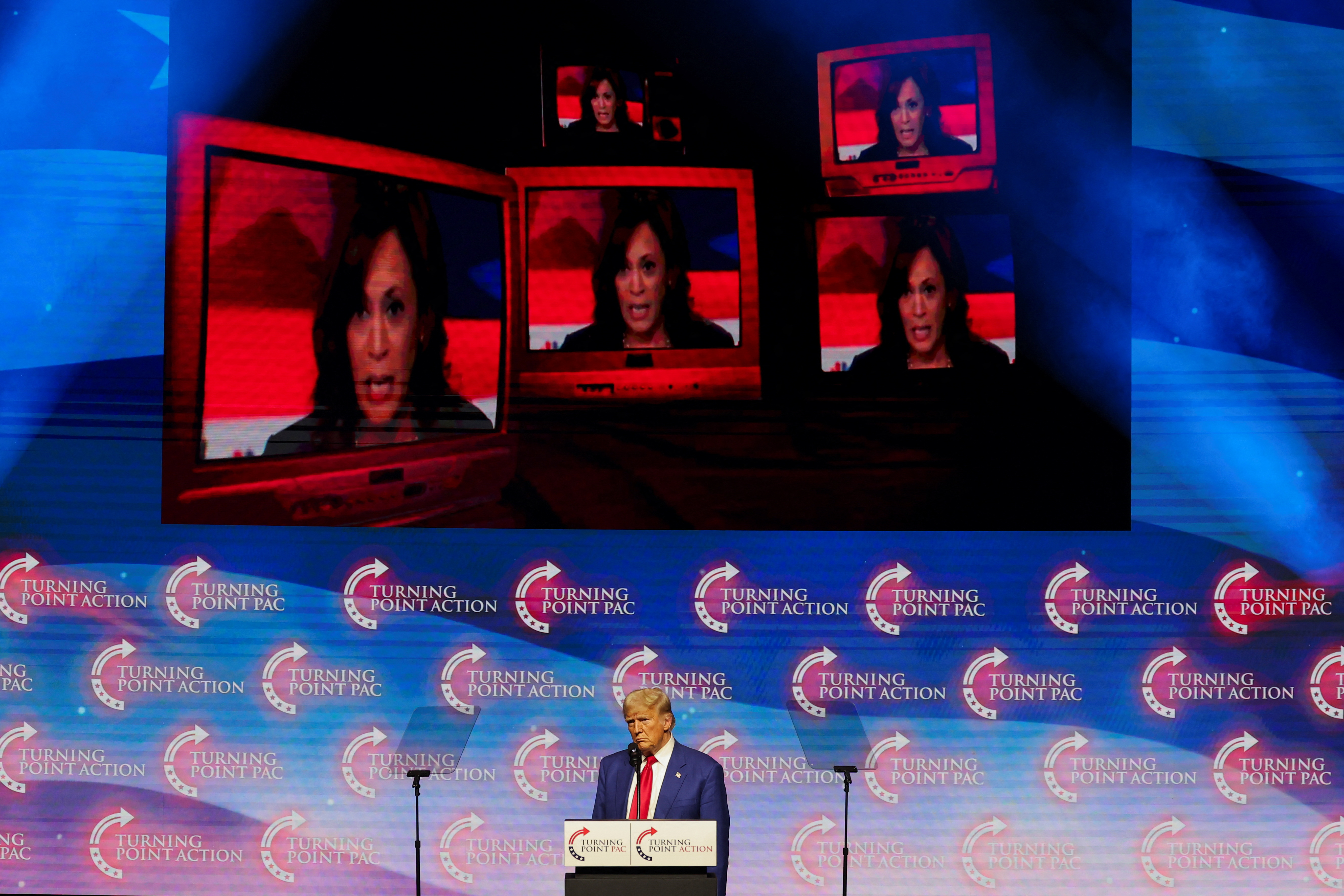 Donald Trump giving a speech