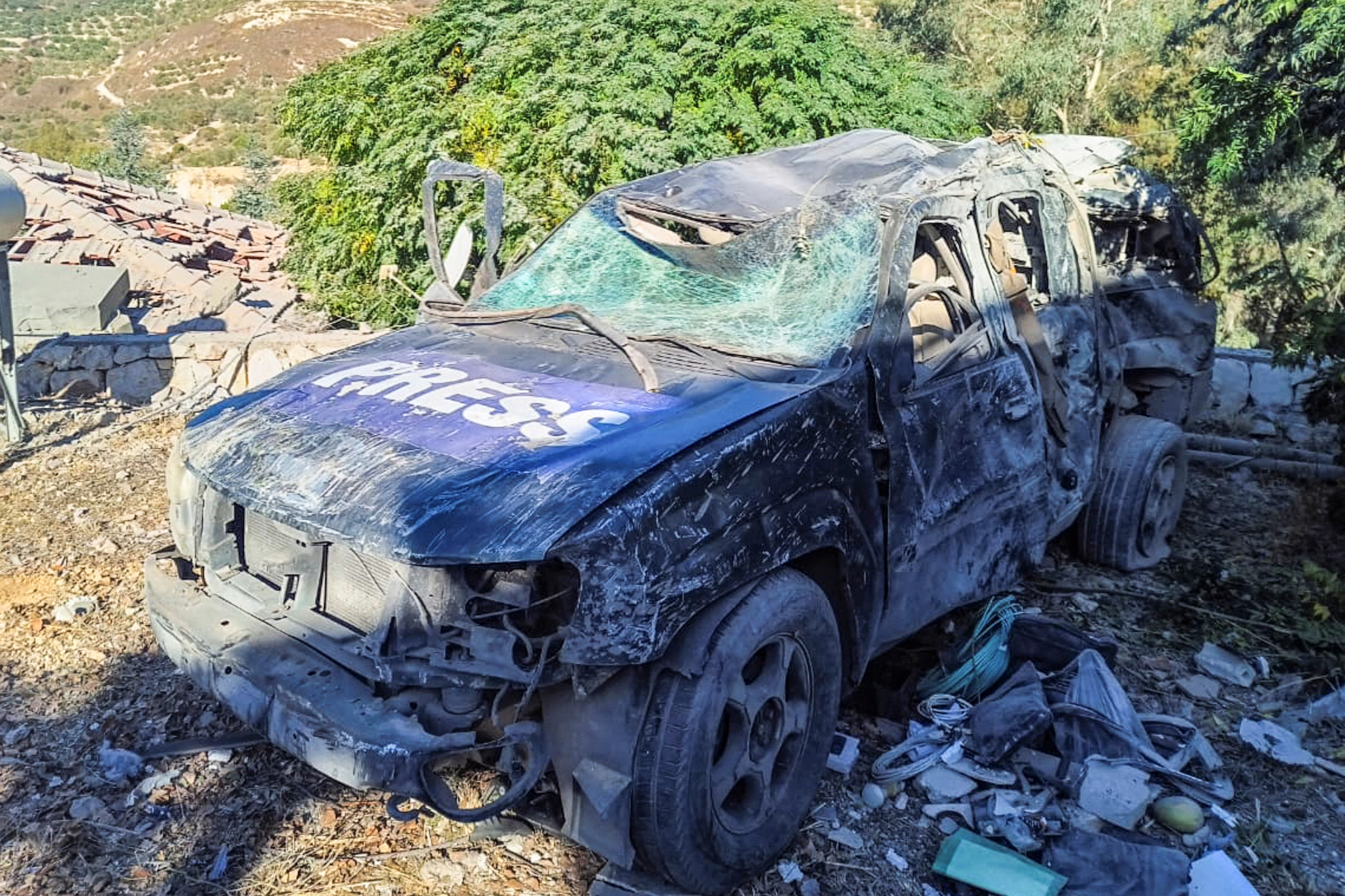 Aftermath of an Israeli strike in Hasbaya