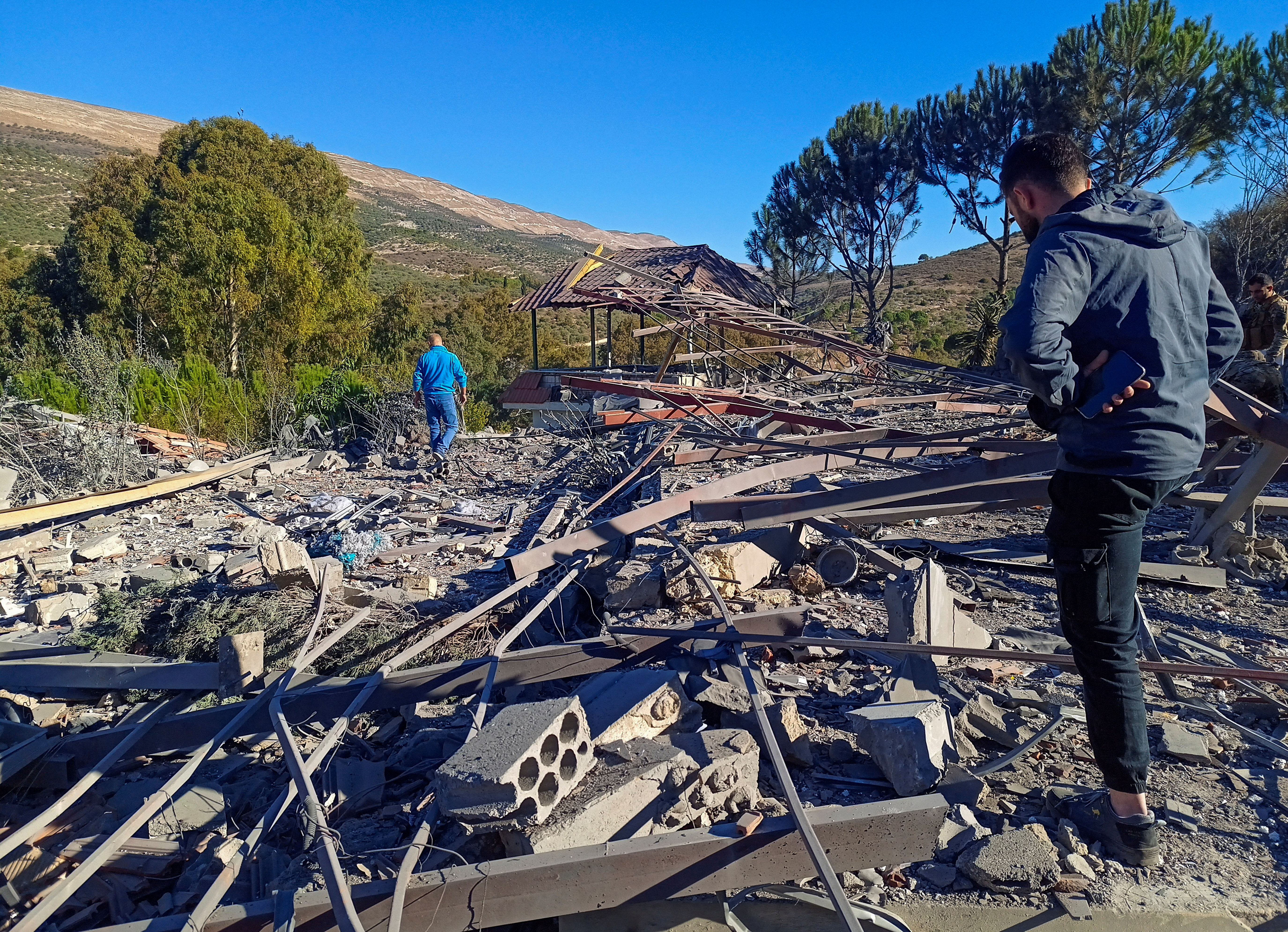 Aftermath of an Israeli strike in Hasbaya