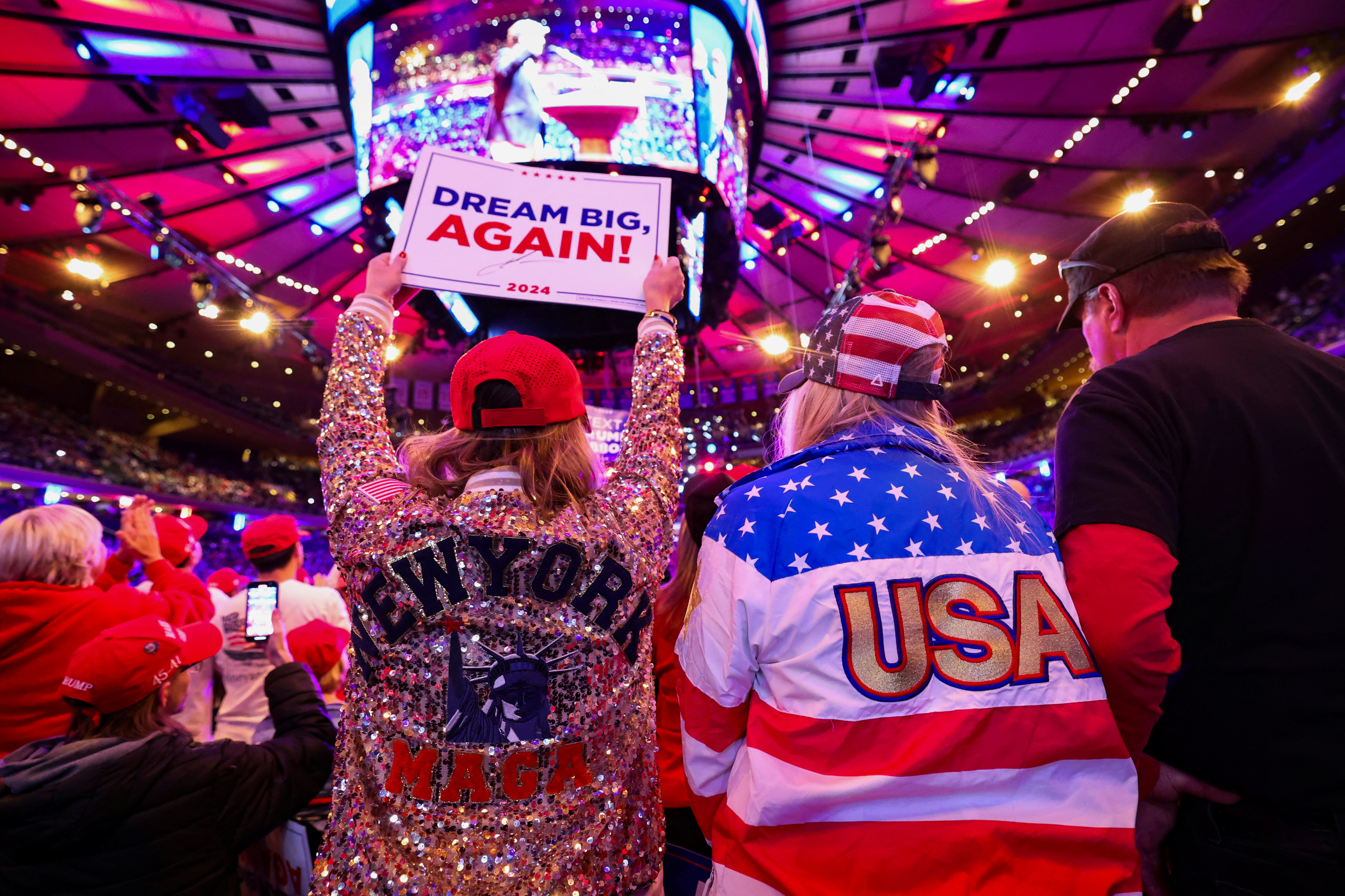 Trump supporters attend a rally in New York City