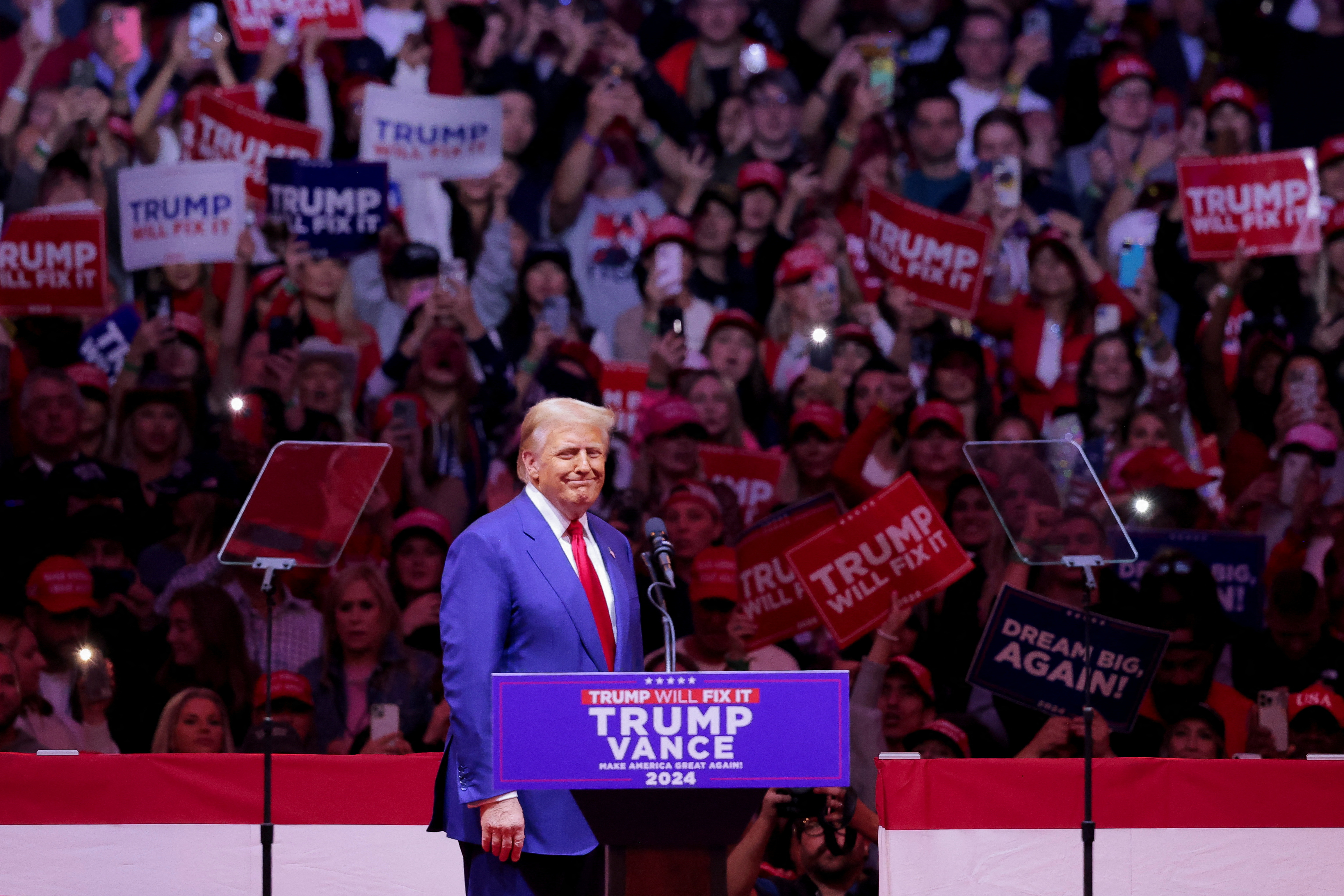 Donald Trump on stage at Madison Square Garden in New York