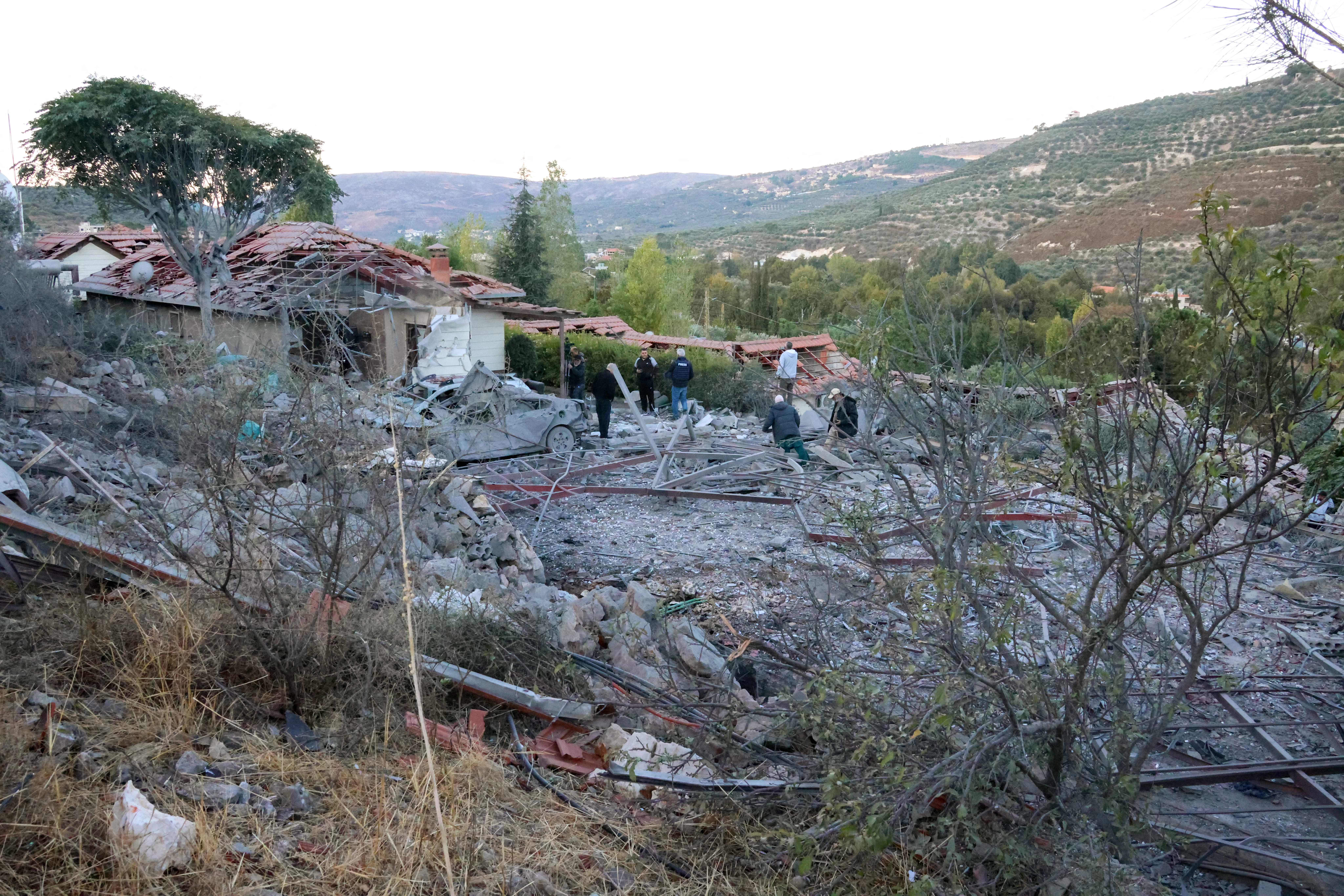 Aftermath of an Israeli strike in Hasbaya