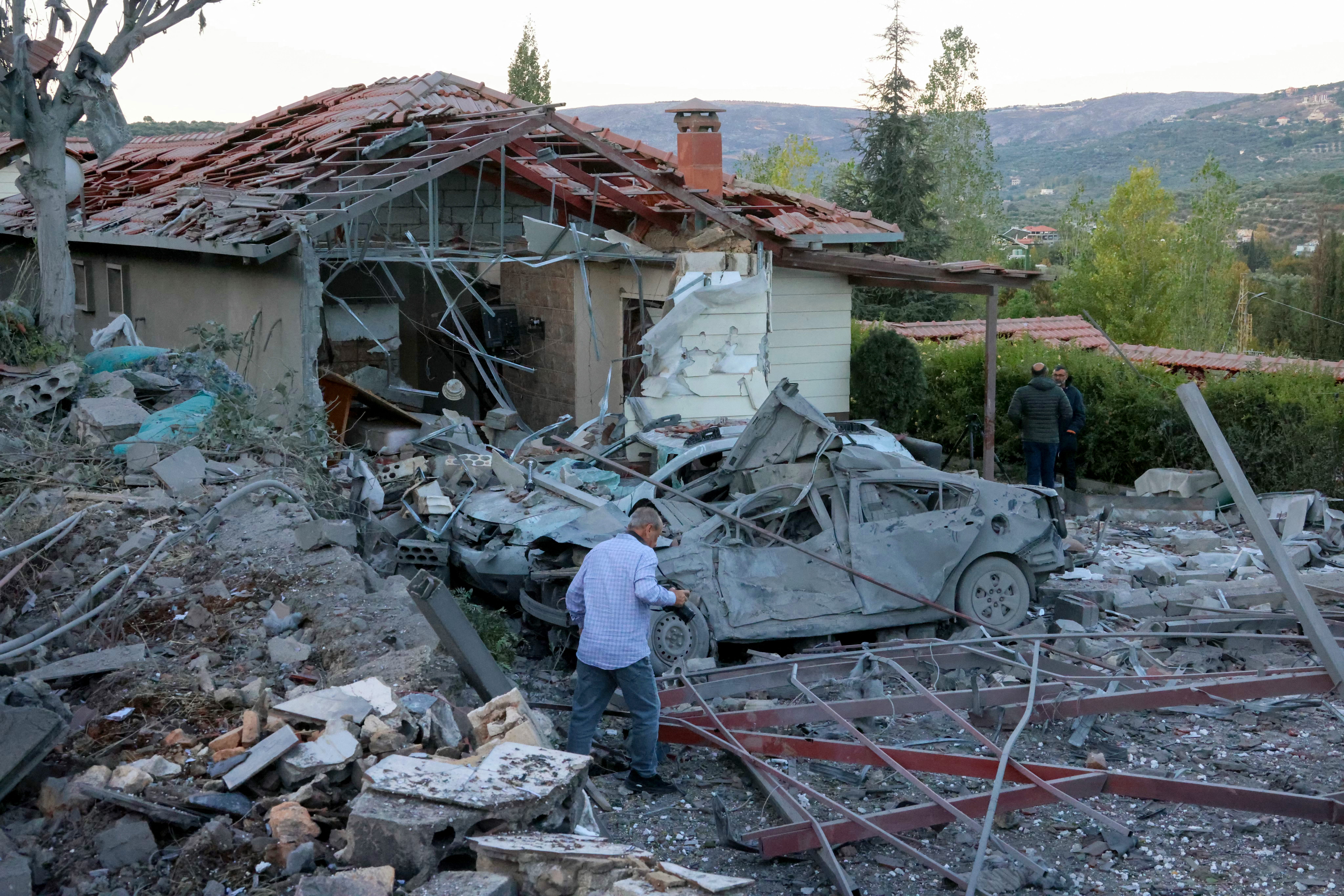 Aftermath of an Israeli strike in Hasbaya
