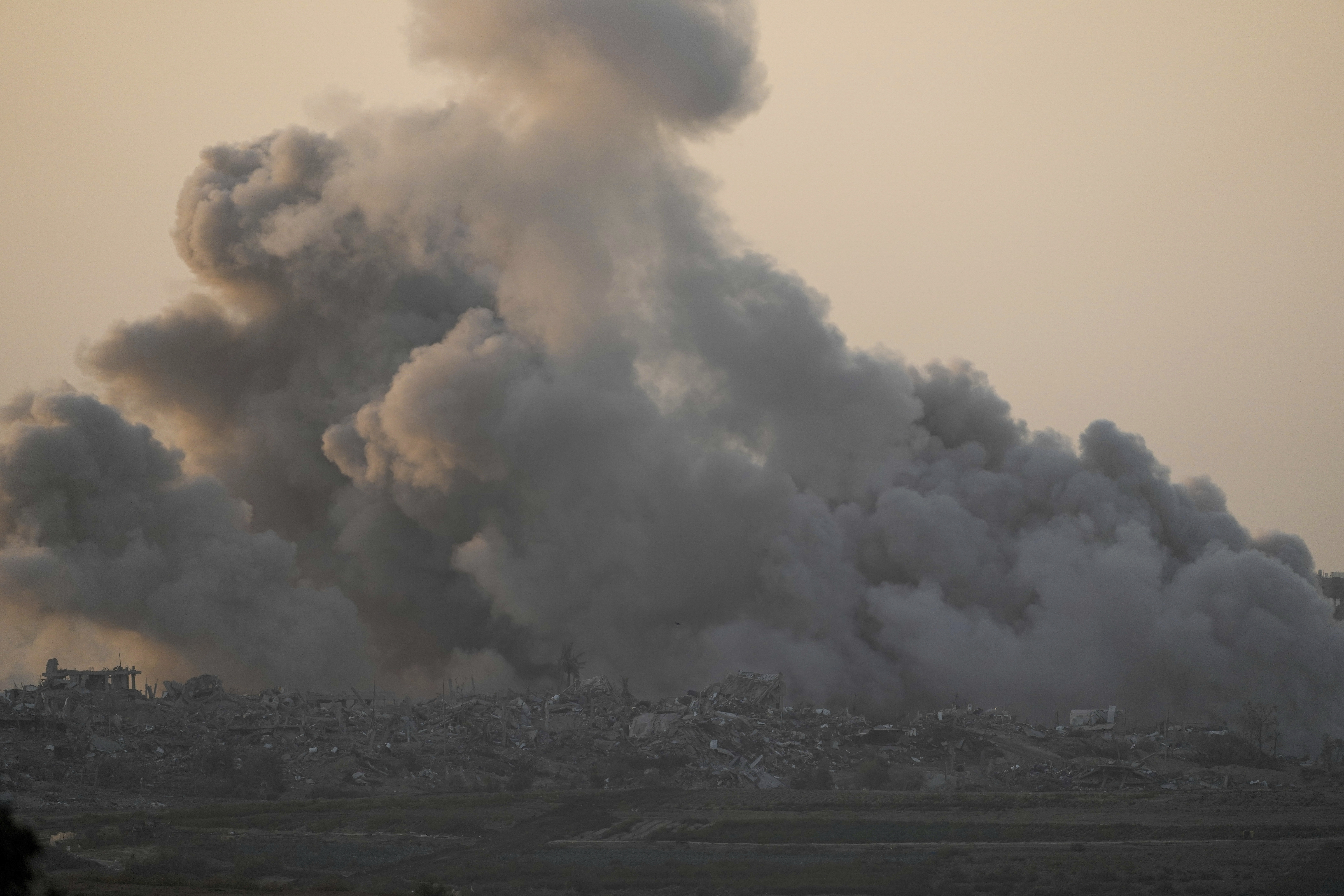 Smoke rises following an Israeli bombardment in the Gaza Strip