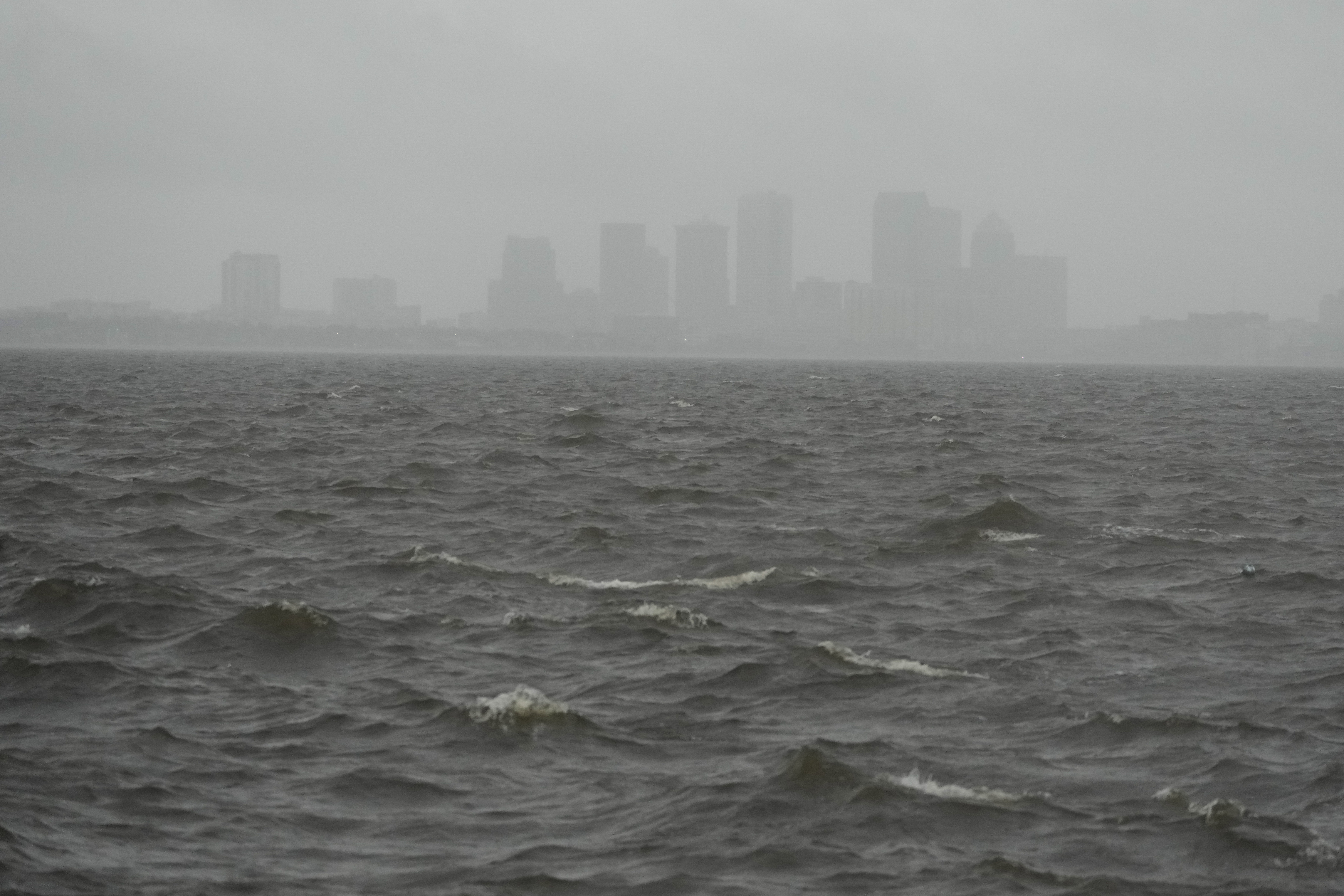 Rain begins to fall ahead of the arrival of Hurricane Milton in Tampa, Fla., Wednesday, Oct. 9