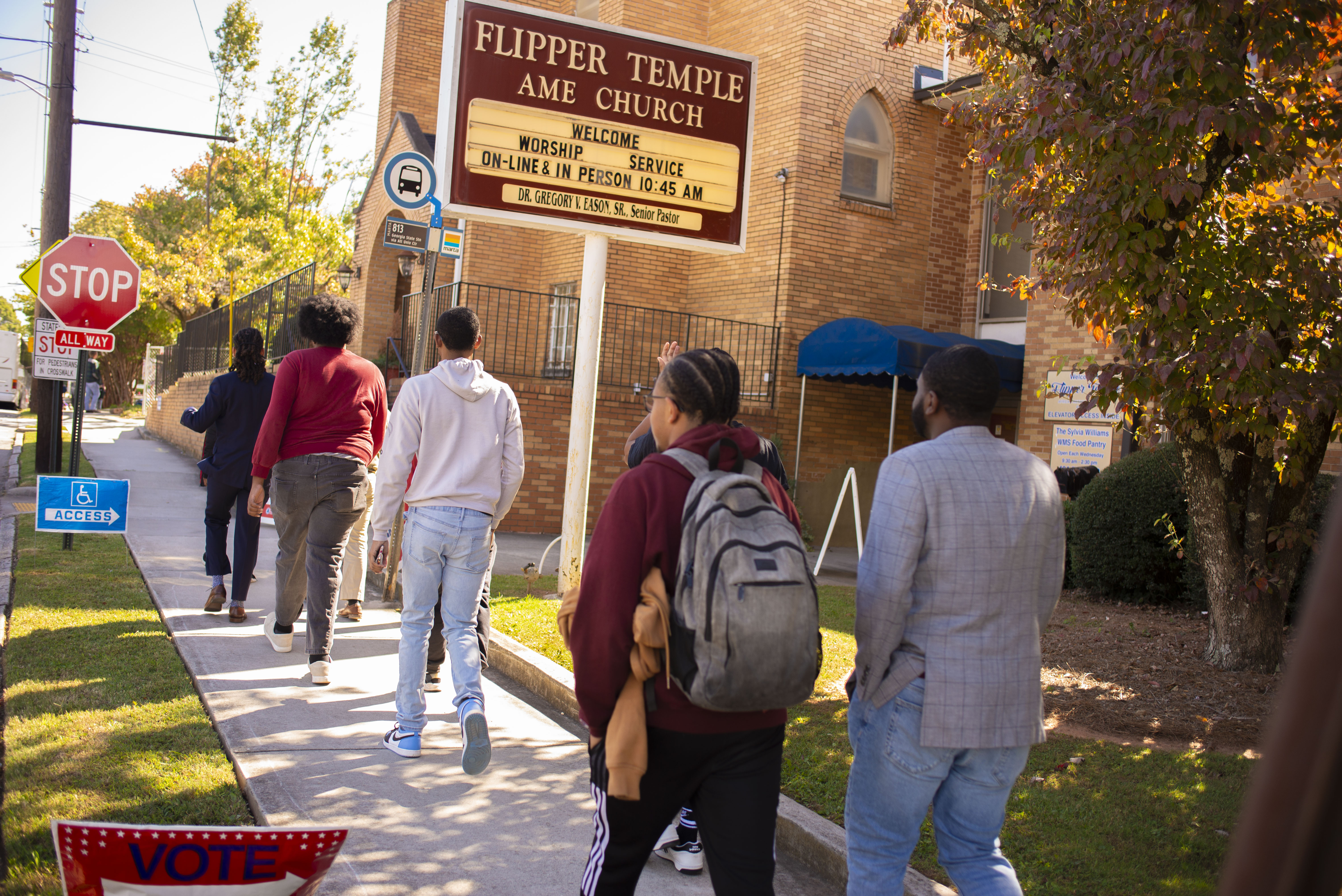 Voters enter Flipper Temple AME Church in Atlanta, Georgia
