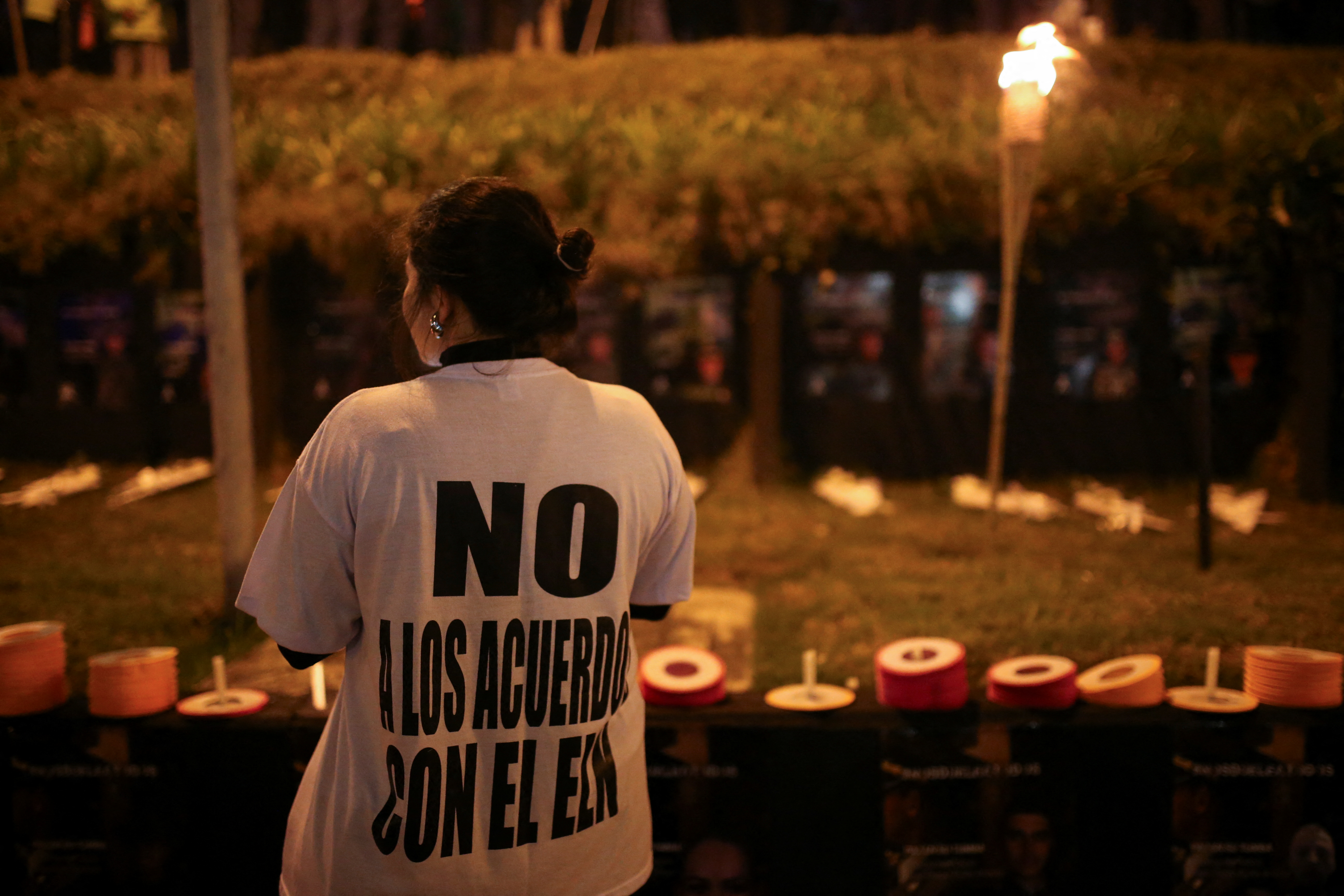 A woman at a protest in Colombia