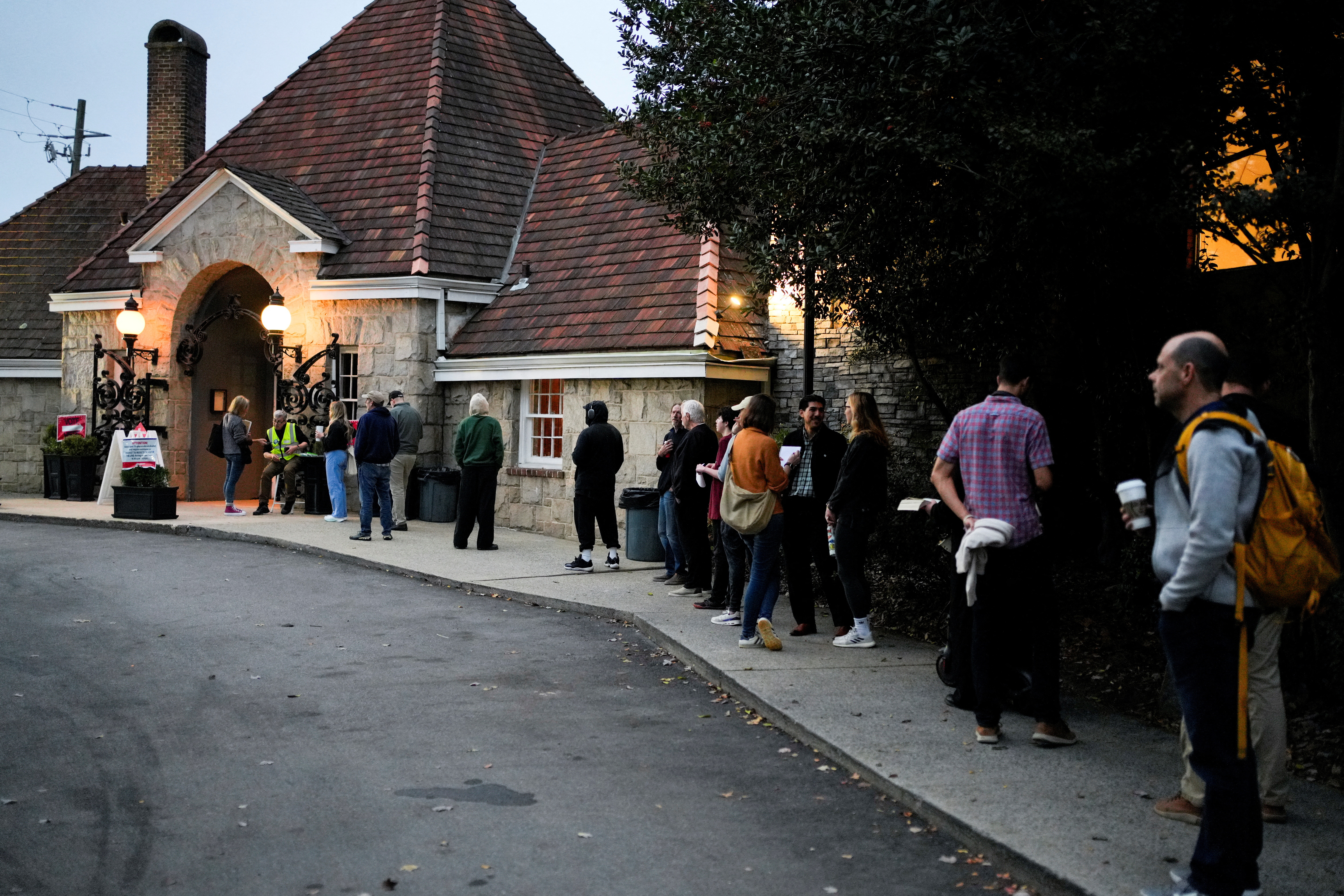 People line up to vote in the 2024 U.S. presidential election on Election Day at Park Tavern in Atlanta, Georgia, U.S., November 5