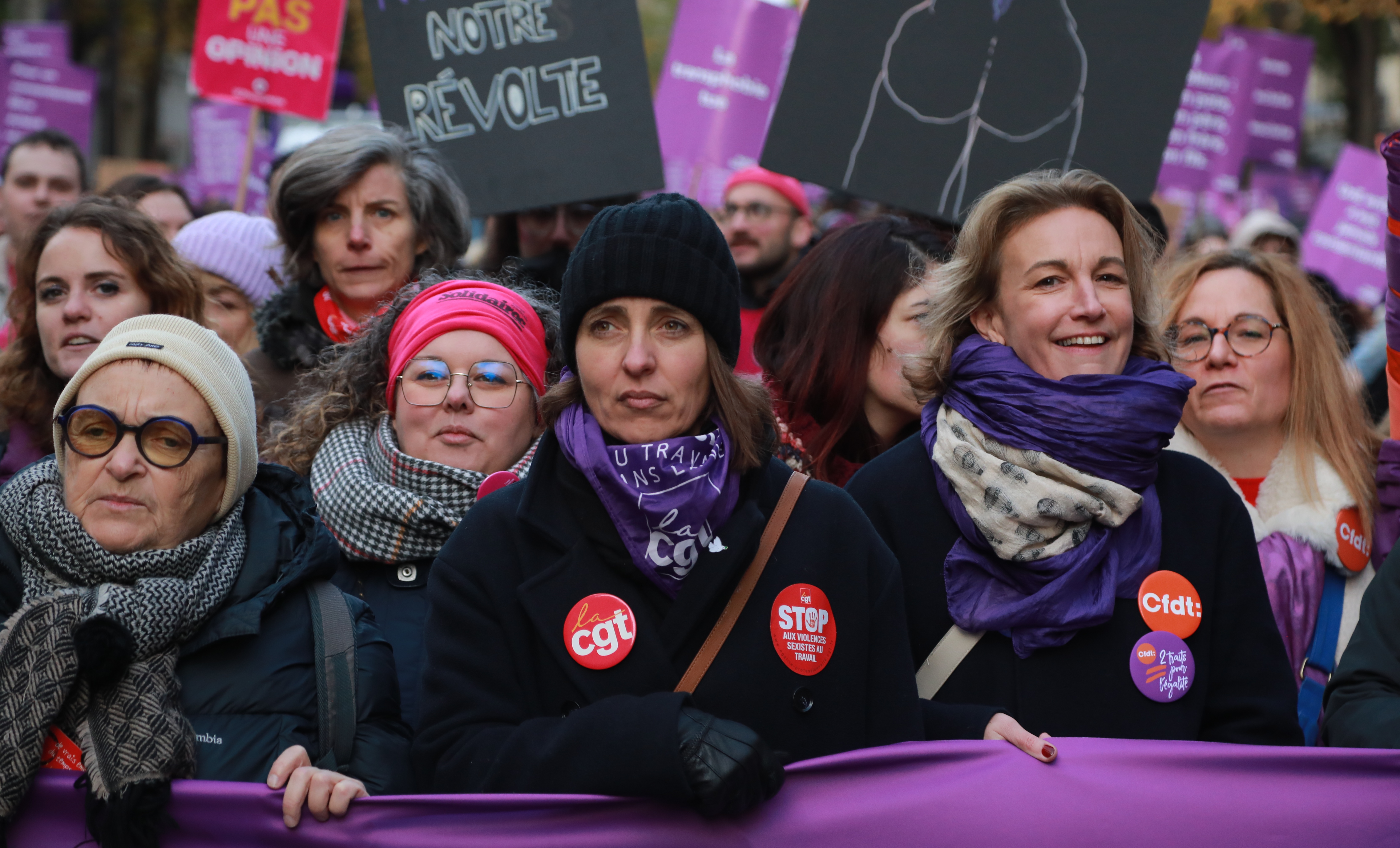 Demonstrators march against violence against women two days ahead of the International Day for the Elimination of Violence Against Women in Paris, France on November 23, 2024. [Mustafa Yalçın / Anadolu Agency]