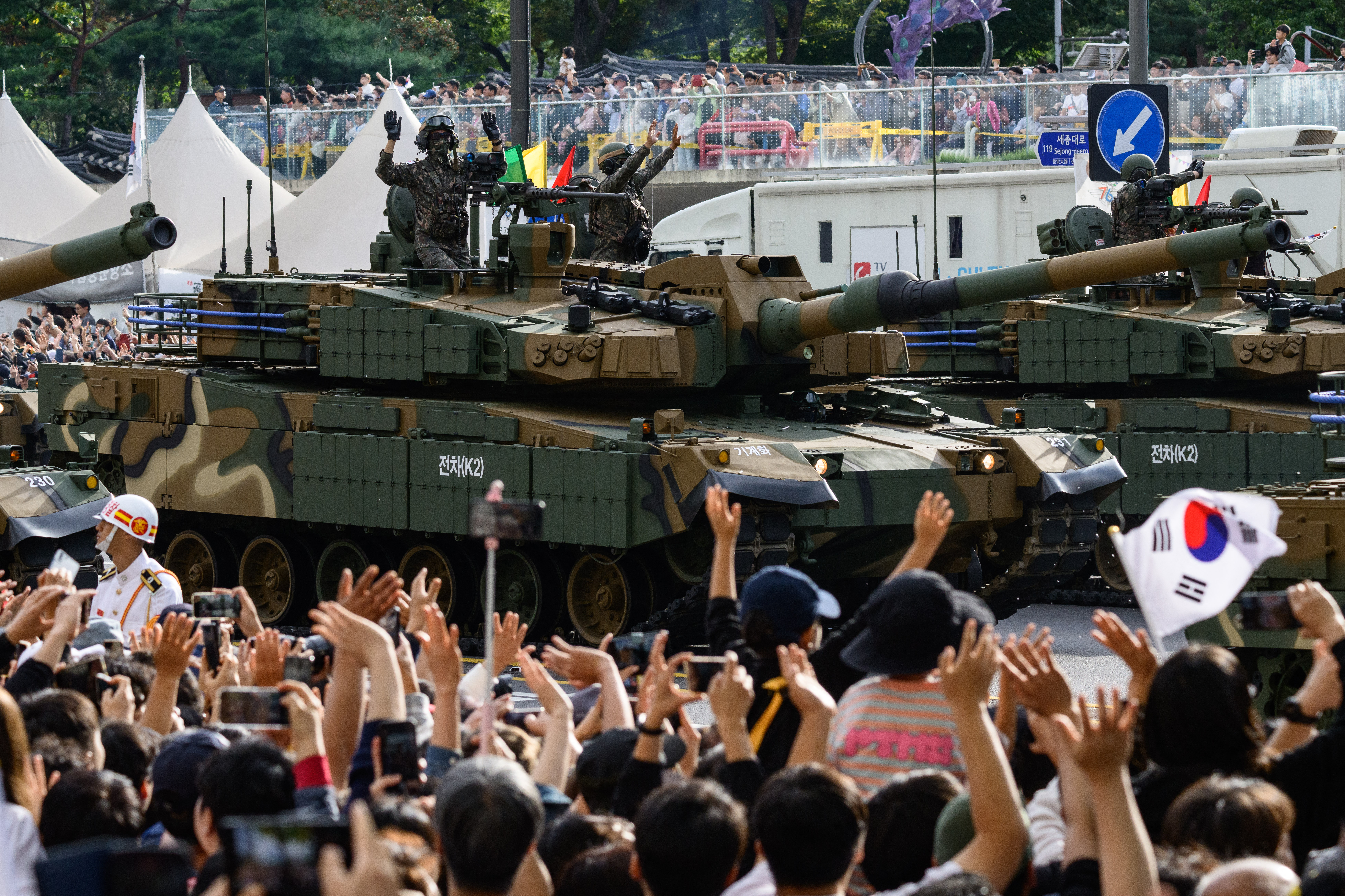 South Korean K2 tanks are seen during a military parade