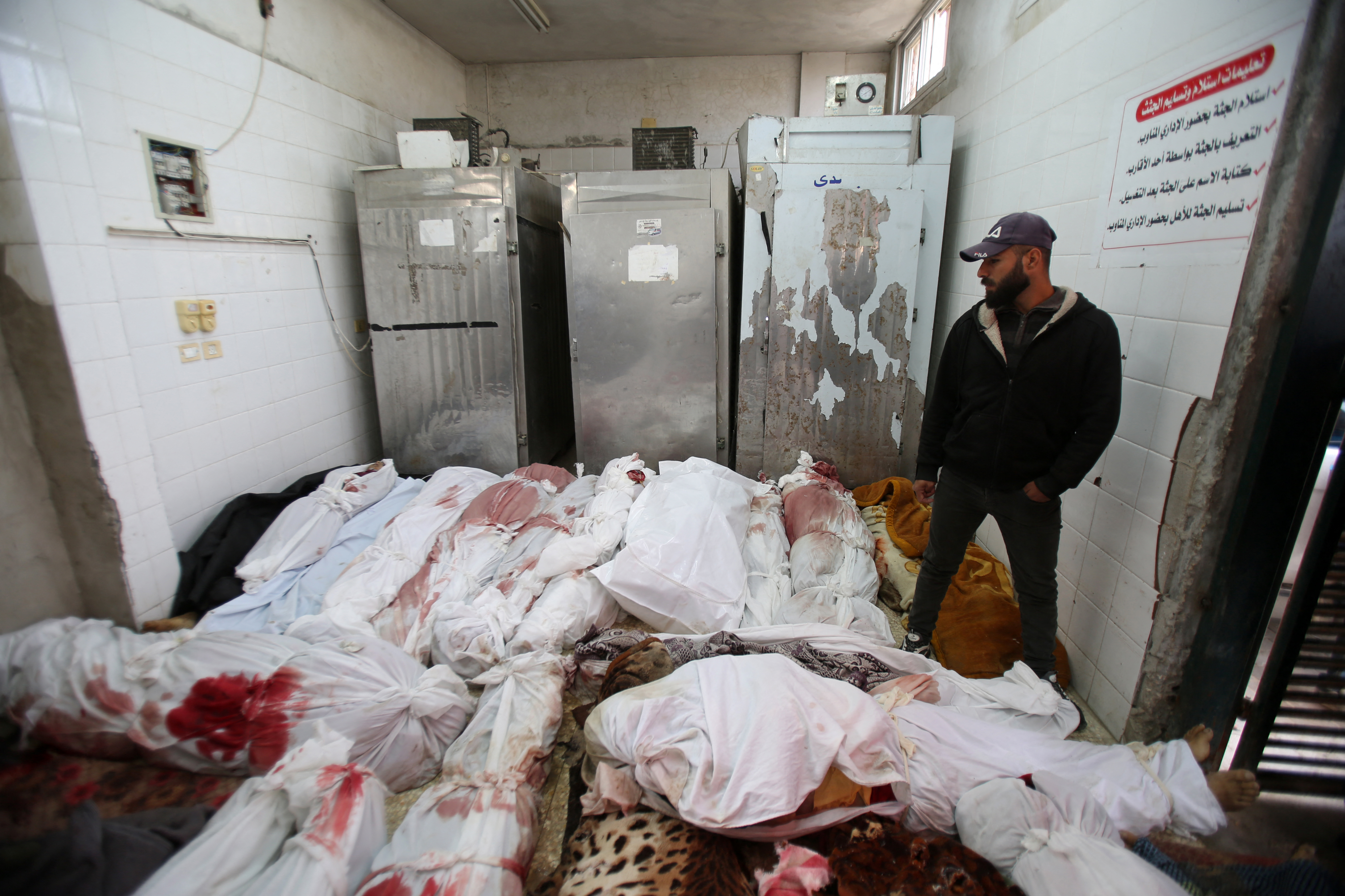 The Palestinian news agency Wafa reports that Israeli shelling of central Gaza’s Deir el-Balah, Nuseirat refugee camp and the az-Zawayda area also left dozens wounded from the Israeli attacks on Thursday night and into Friday morning. Most of those killed were women and children, Wafa said, as medical sources confirmed that 47 bodies were taken to Al-Aqsa Martyrs Hospital in Deir el-Balah following the Israeli attacks. The majority of the victims were killed in the bombing of several houses in the Nuseirat area. The same houses were hit a second time when people rushed to rescue those who survived the first strike, leading to more casualties among the rescuers, Wafa reports. Search continues for people missing beneath the rubble, the news agency said.
