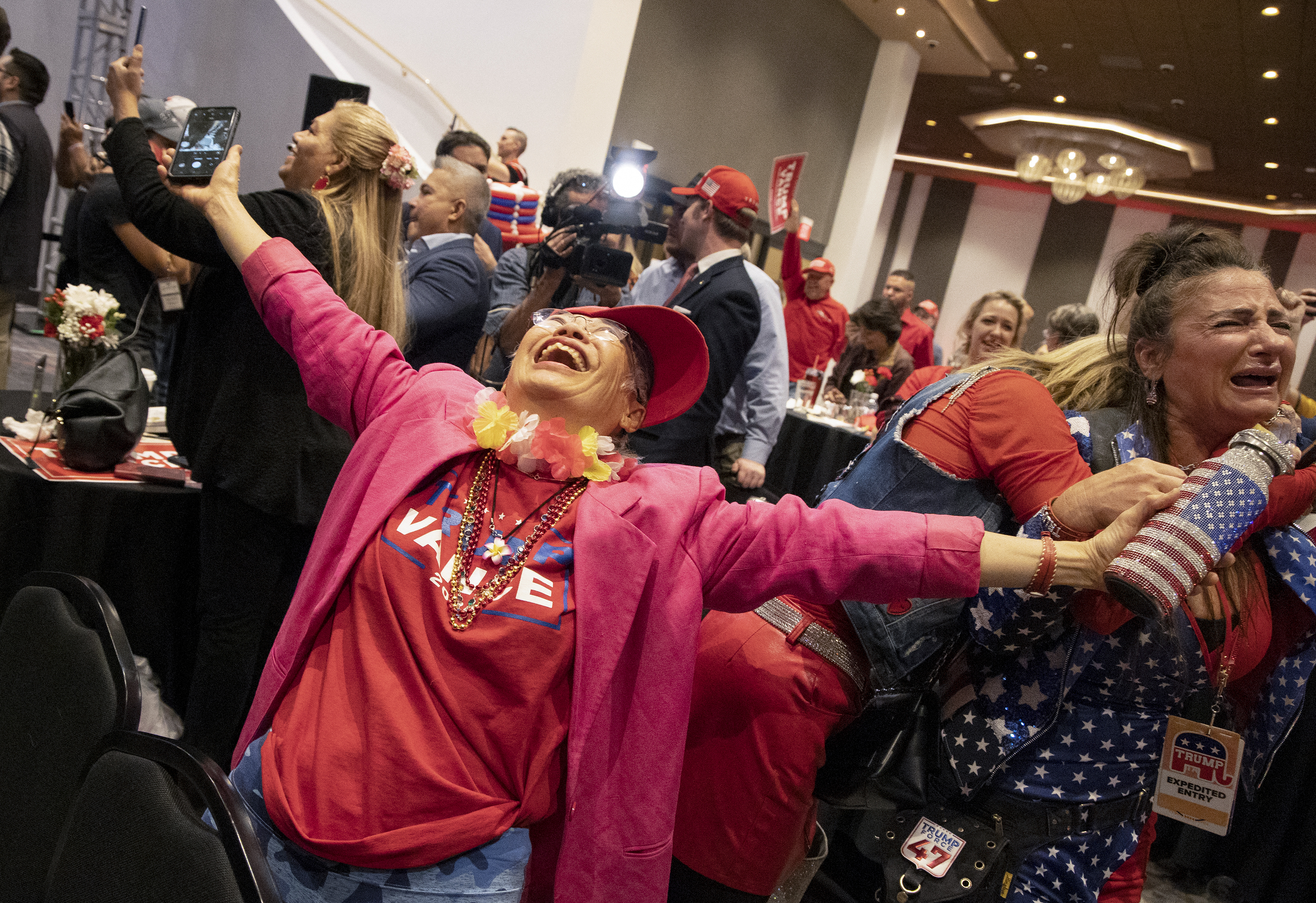 Sandi Steinbeck celebrates election results during a Nevada GOP election night watch party, in Las Vegas, Nevada, on November 5