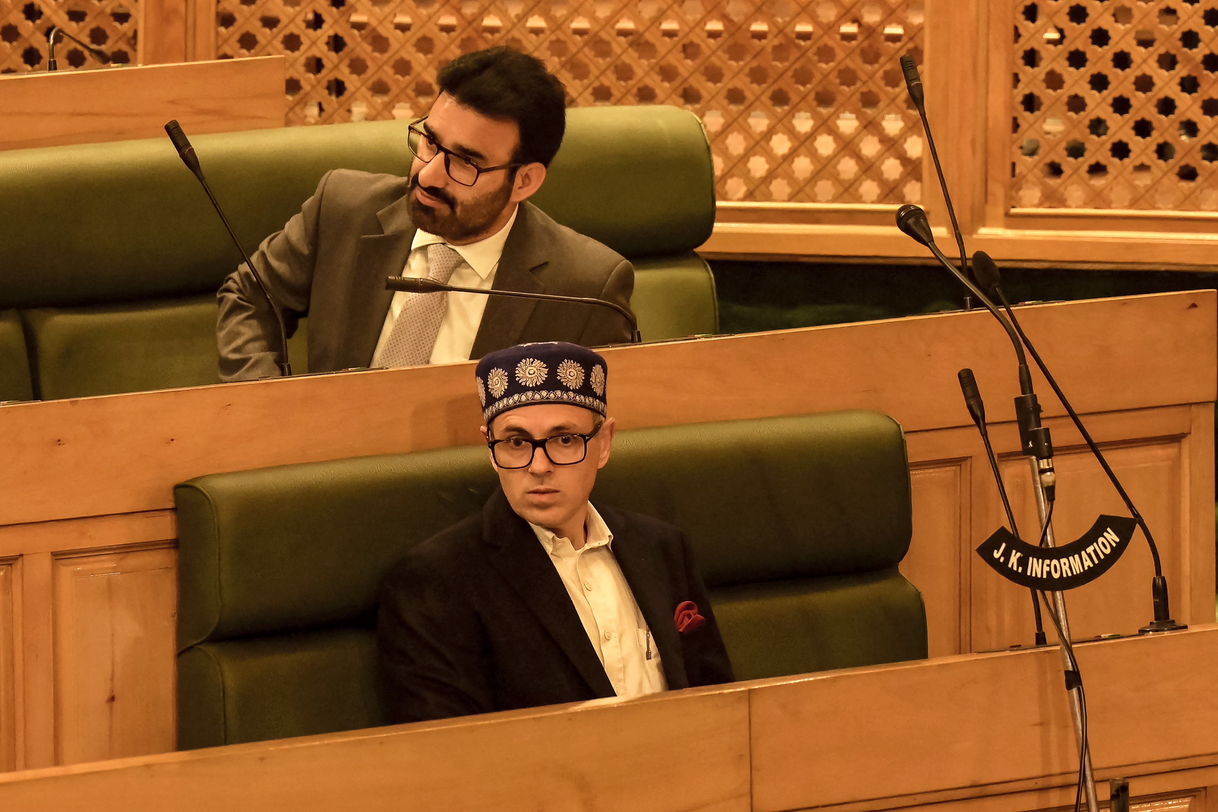 Chief Minister of India's Jammu and Kashmir state Omar Abdullah attends a state legislative assembly session