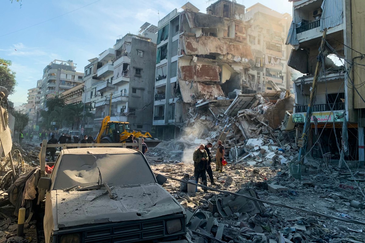 Aftermath of Israeli strikes on Beirut's southern suburbs