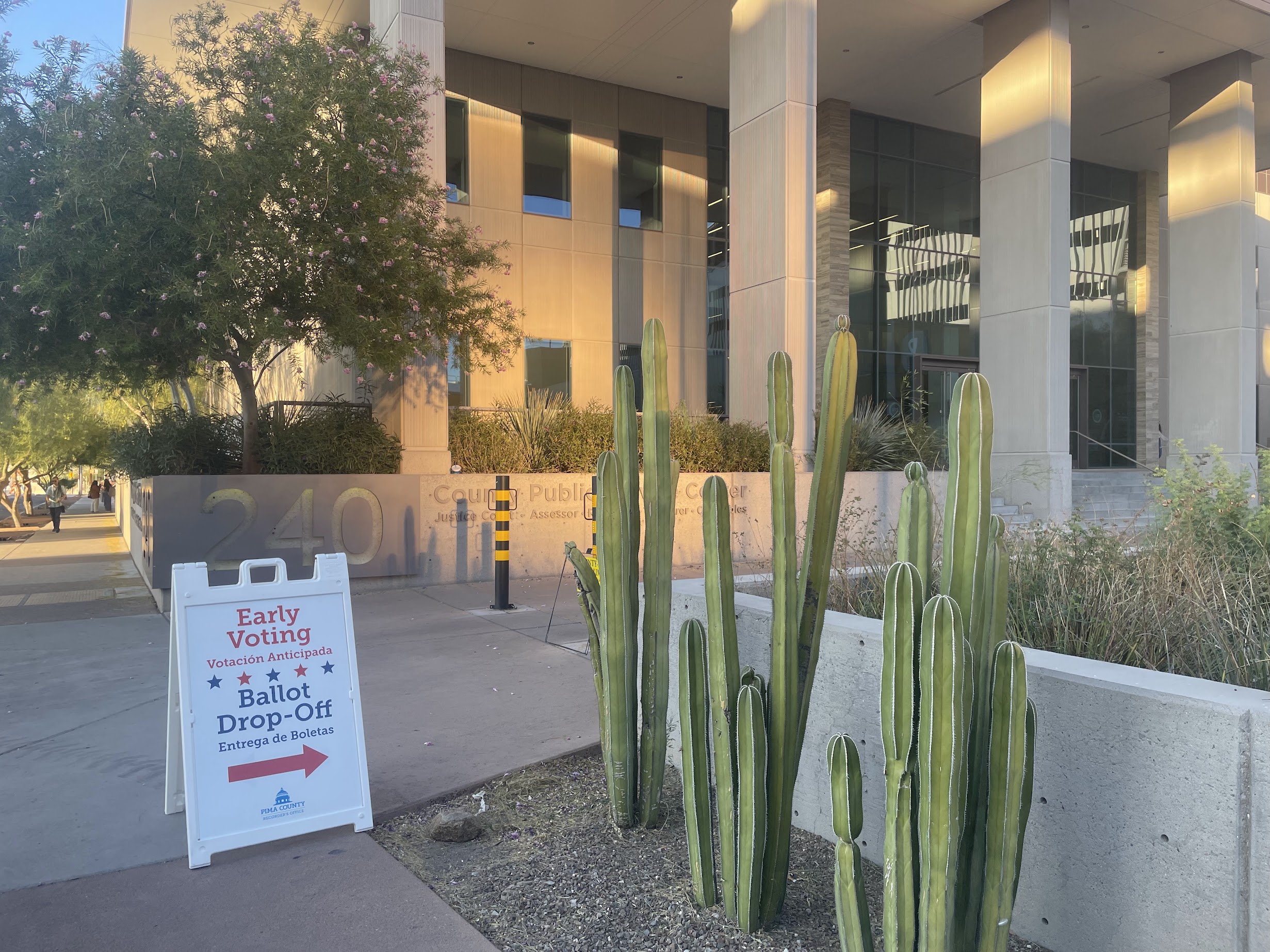 A sign at an early voting station